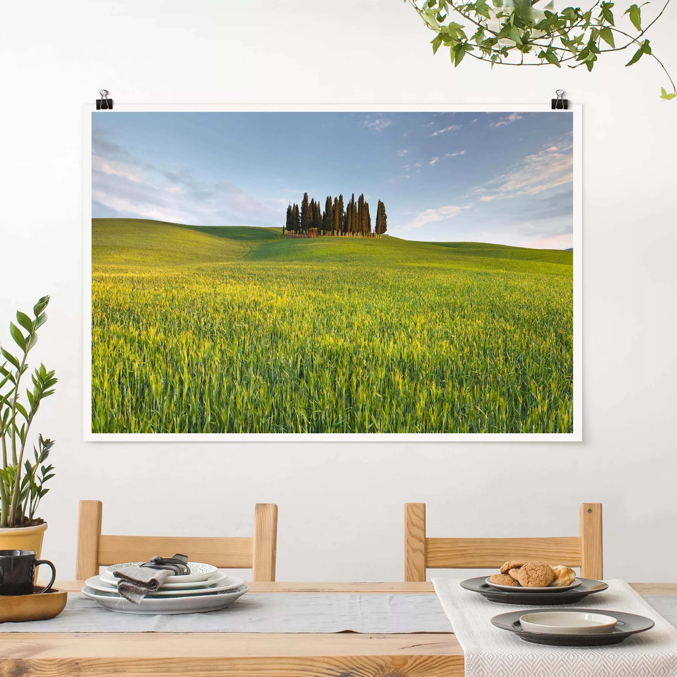 Poster Natur & Landschaft - Querformat Grünes Feld in Toskana günstig online kaufen
