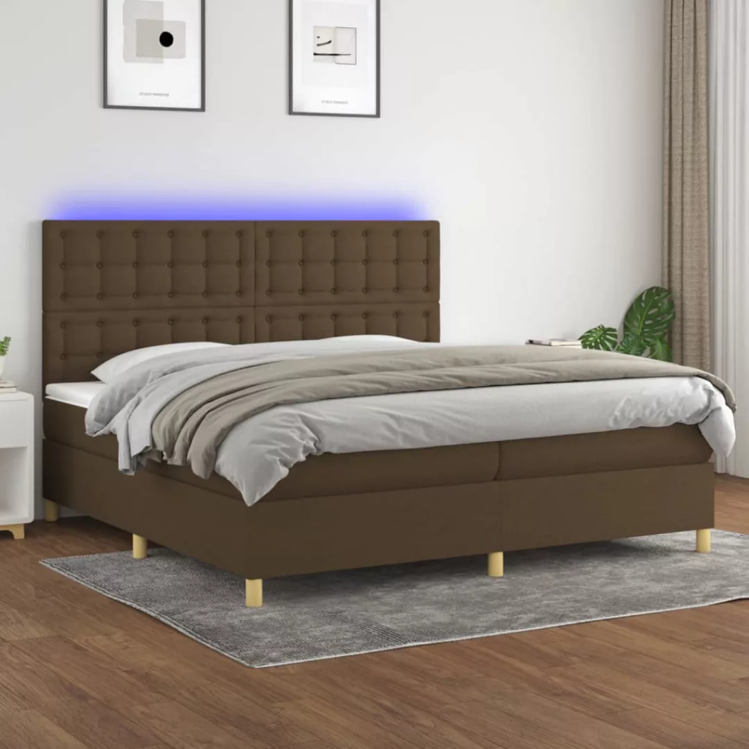 vidaXL Bettgestell Boxspringbett mit Matratze LED Dunkelbraun 200x200 cm St günstig online kaufen