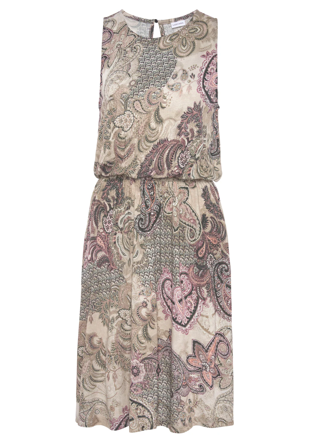 LASCANA Jerseykleid mit Paisleydruck, elastisches Sommerkleid mit Gummizug, günstig online kaufen