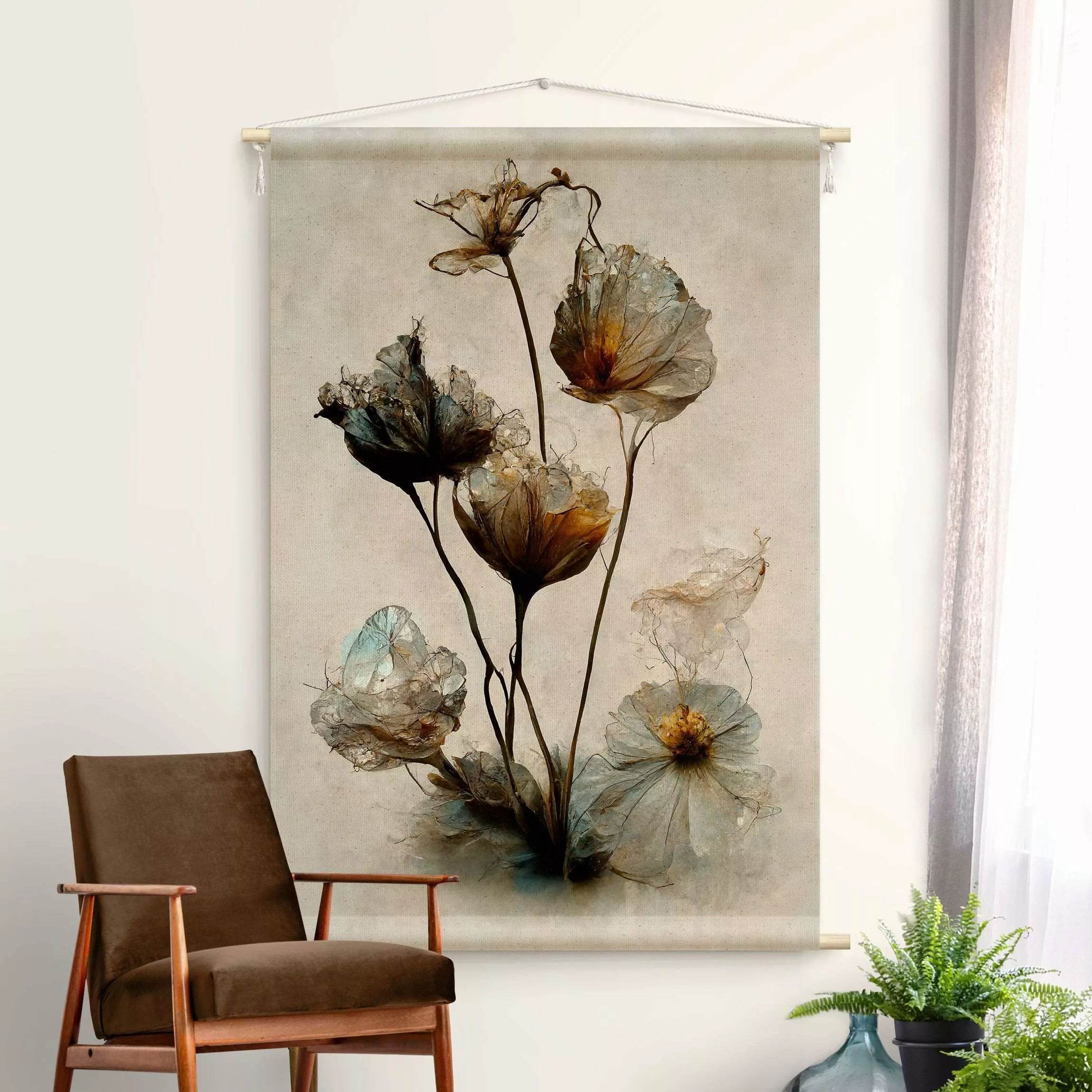 Wandteppich Getrocknete Blüten günstig online kaufen
