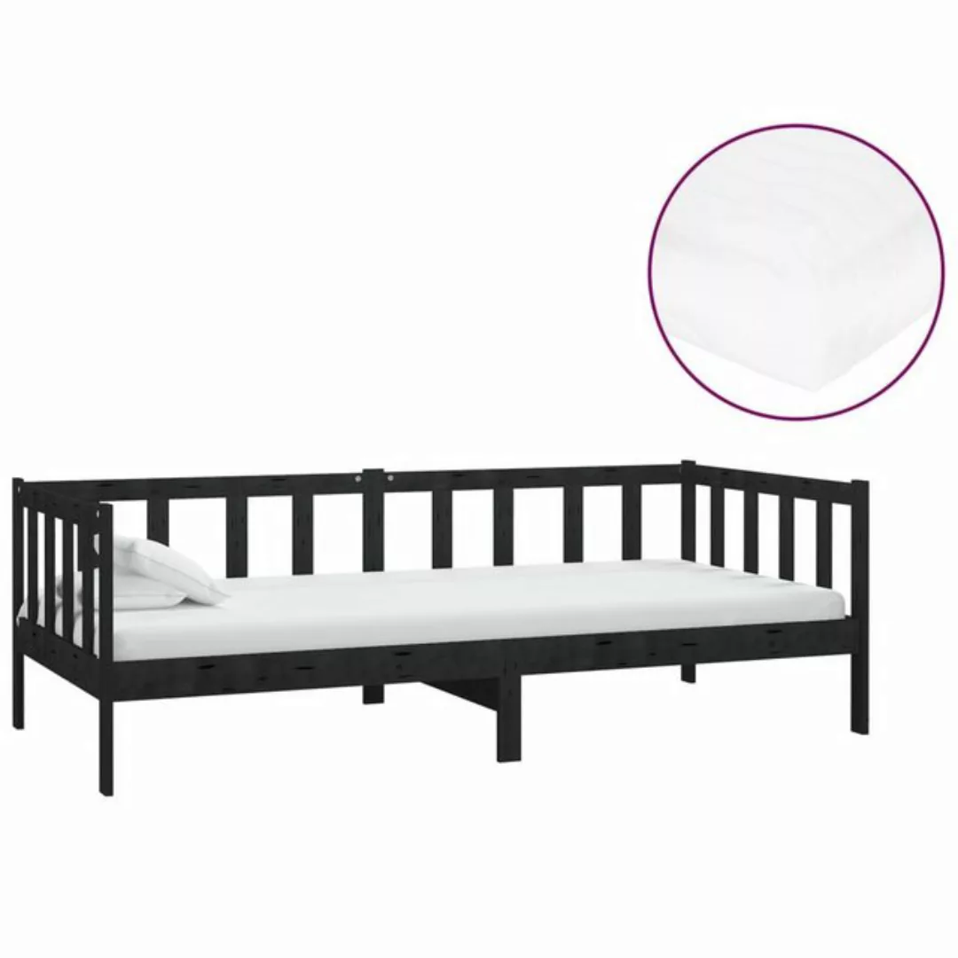 furnicato Bett Tagesbett mit Matratze 90x200 cm Schwarz Kiefer Massivholz ( günstig online kaufen