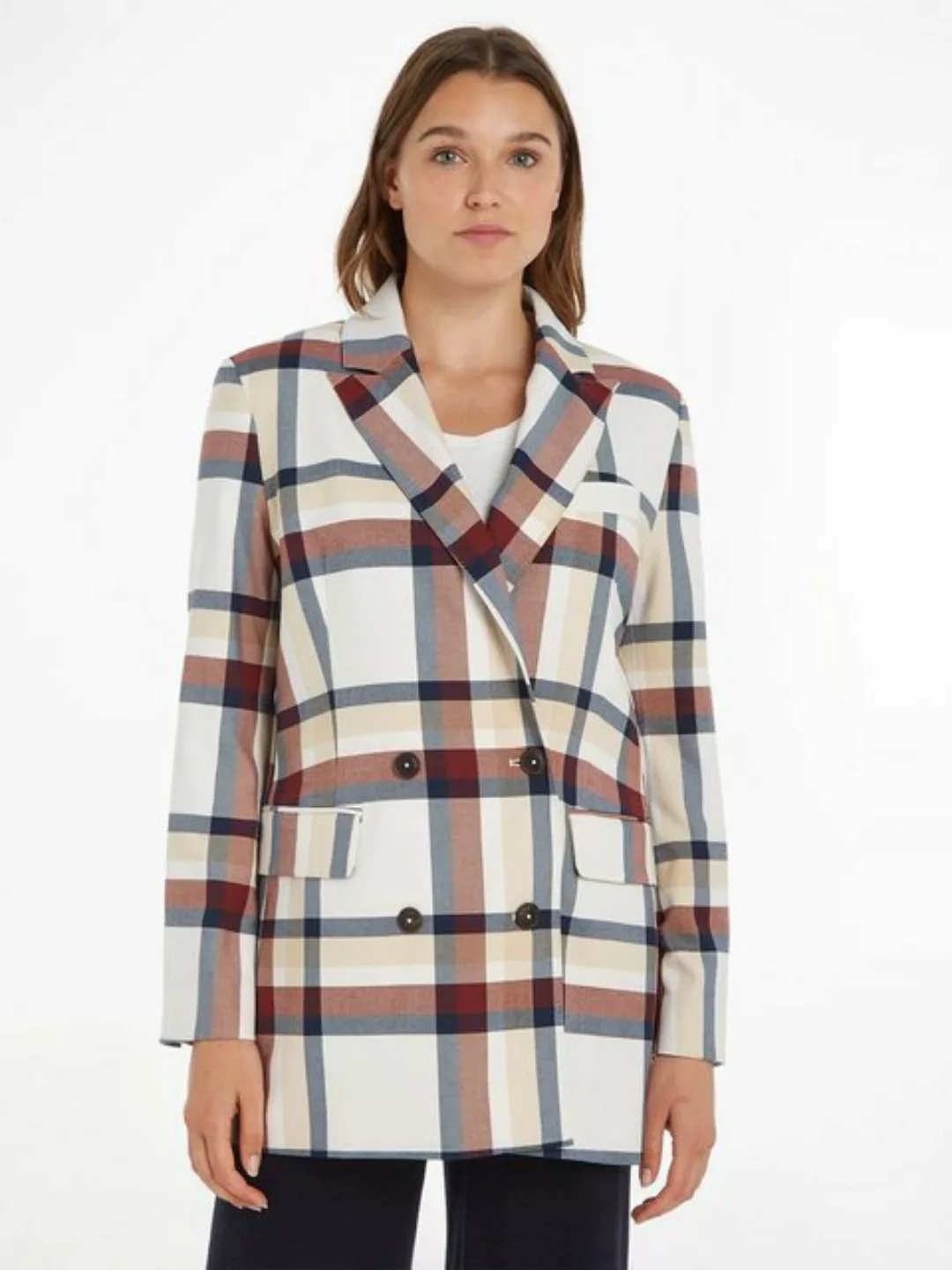 Tommy Hilfiger Longblazer GLOBAL STRIPE CHECK DB BLAZER im modischem, große günstig online kaufen