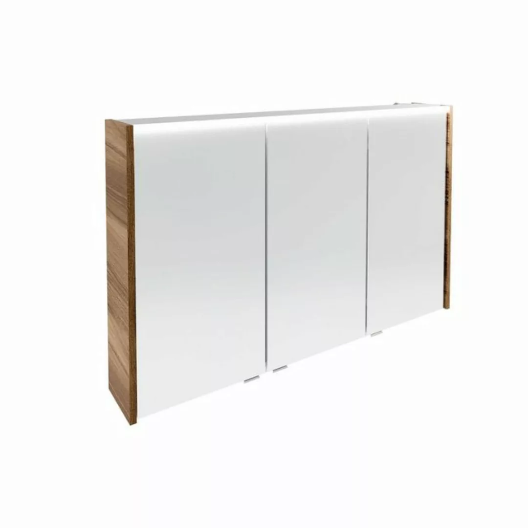 Fackelmann LED-Spiegelschrank Verona 110 cm 3 Türen Weiß Glanz günstig online kaufen