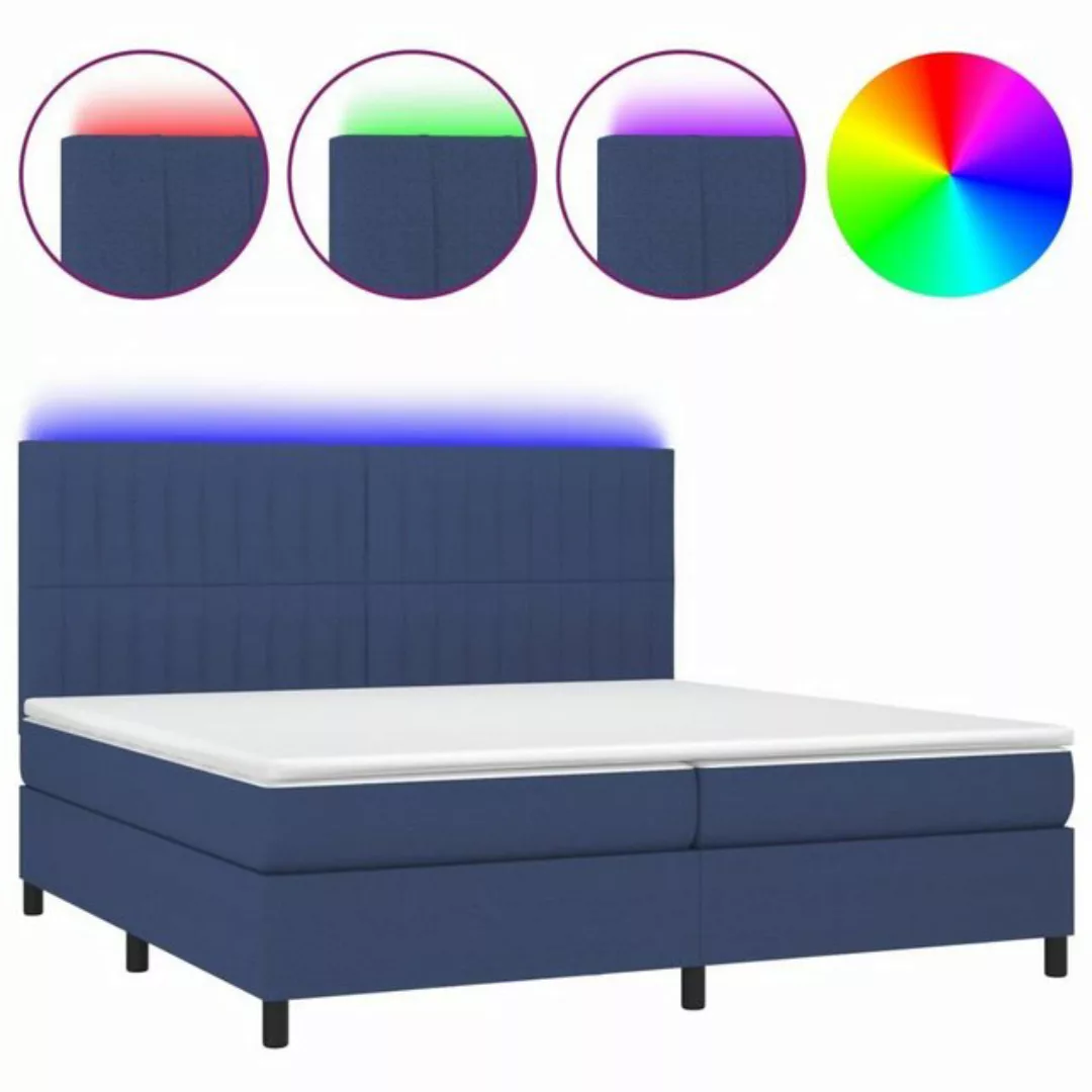 vidaXL Boxspringbett Boxspringbett mit Matratze LED Blau 200x200 cm Stoff B günstig online kaufen