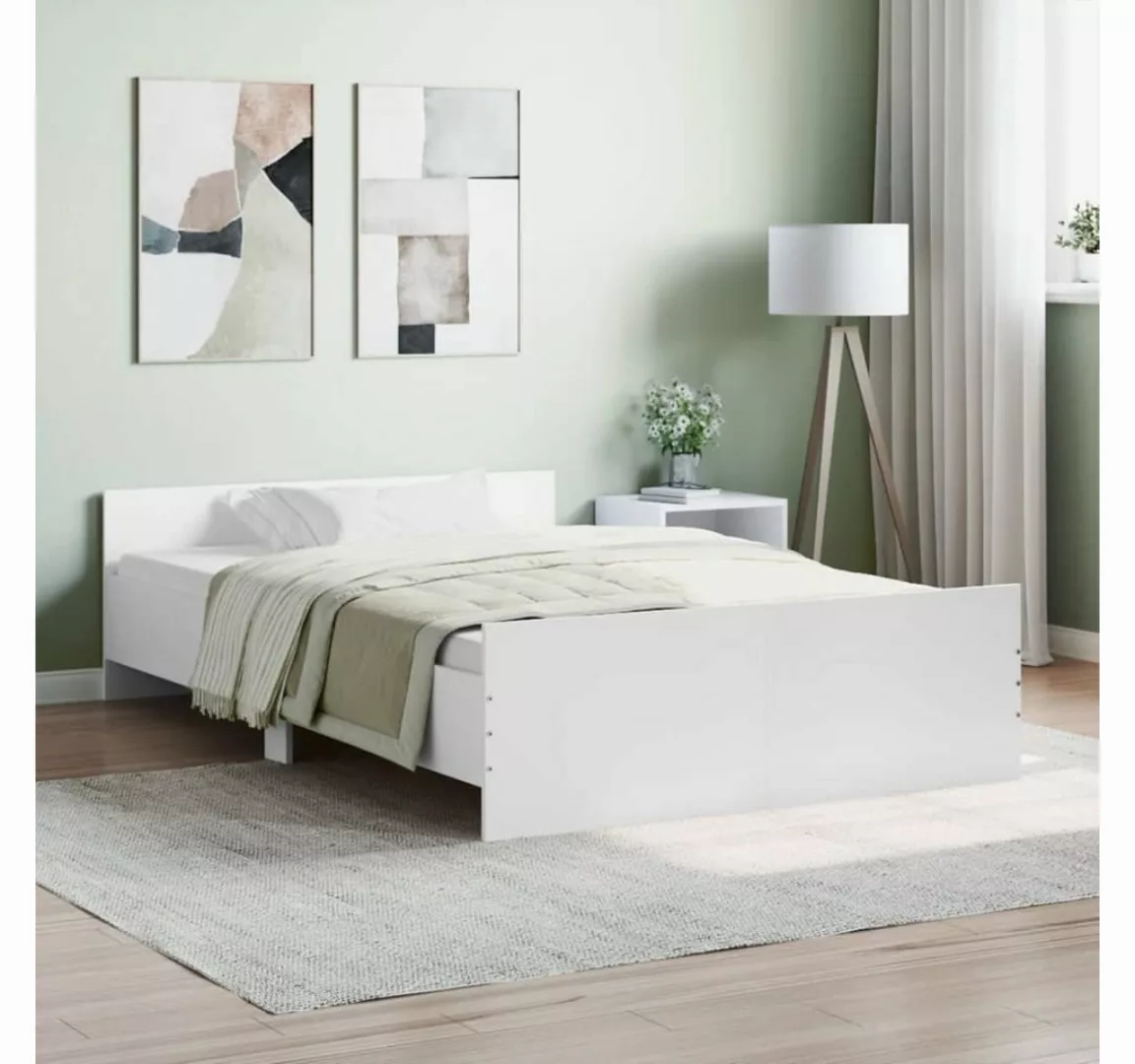 furnicato Bett Bettgestell mit Kopf- und Fußteil Weiß 120x200 cm günstig online kaufen