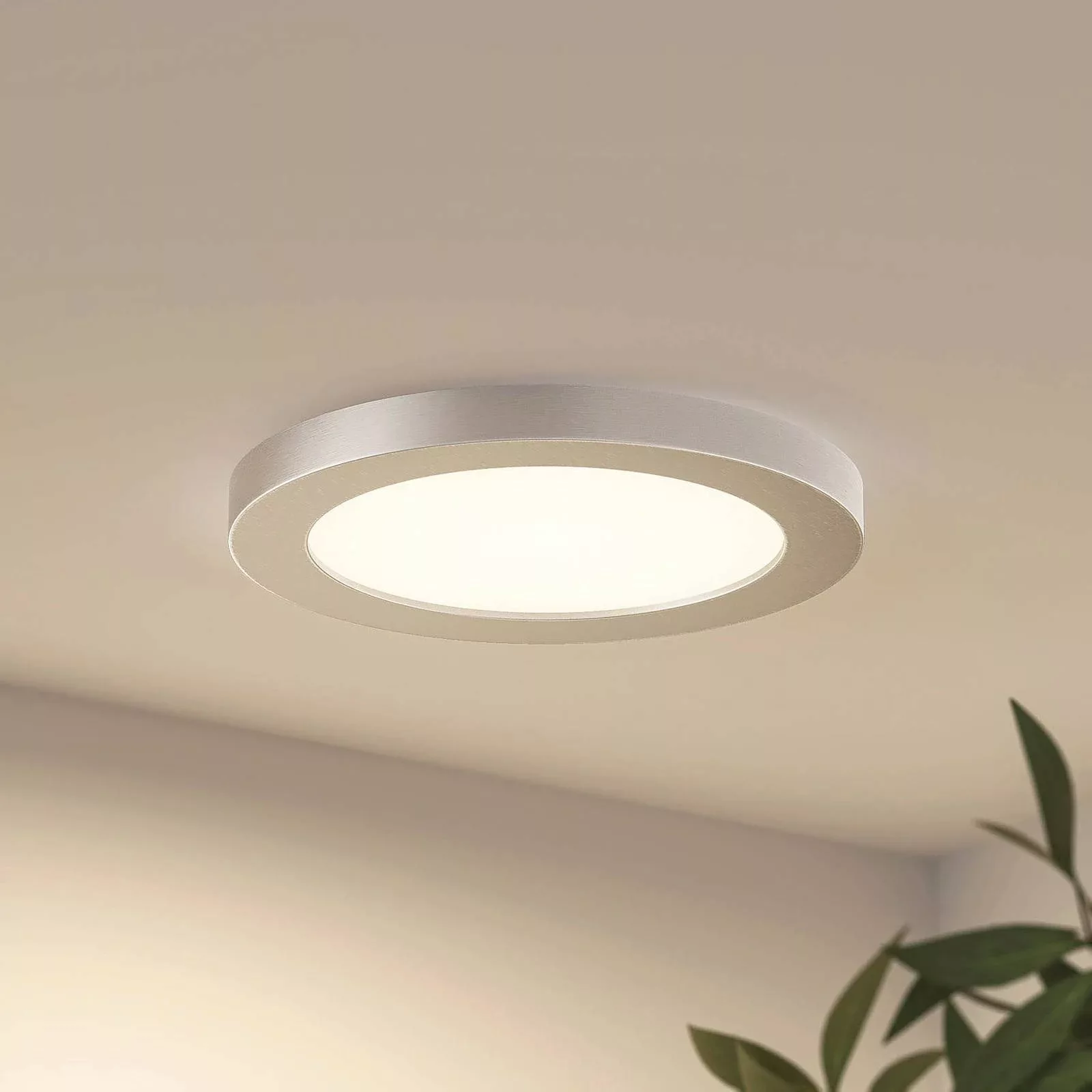 Prios LED-Deckenlampe Aureka, Ø 23 cm, silber, Metall günstig online kaufen