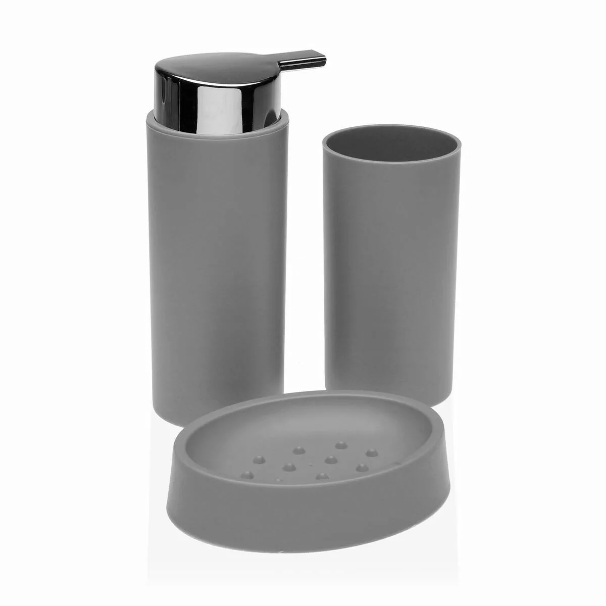 Badezimmer Set Versa Grau Pp (6,5 X 16 X 6,5 Cm) günstig online kaufen