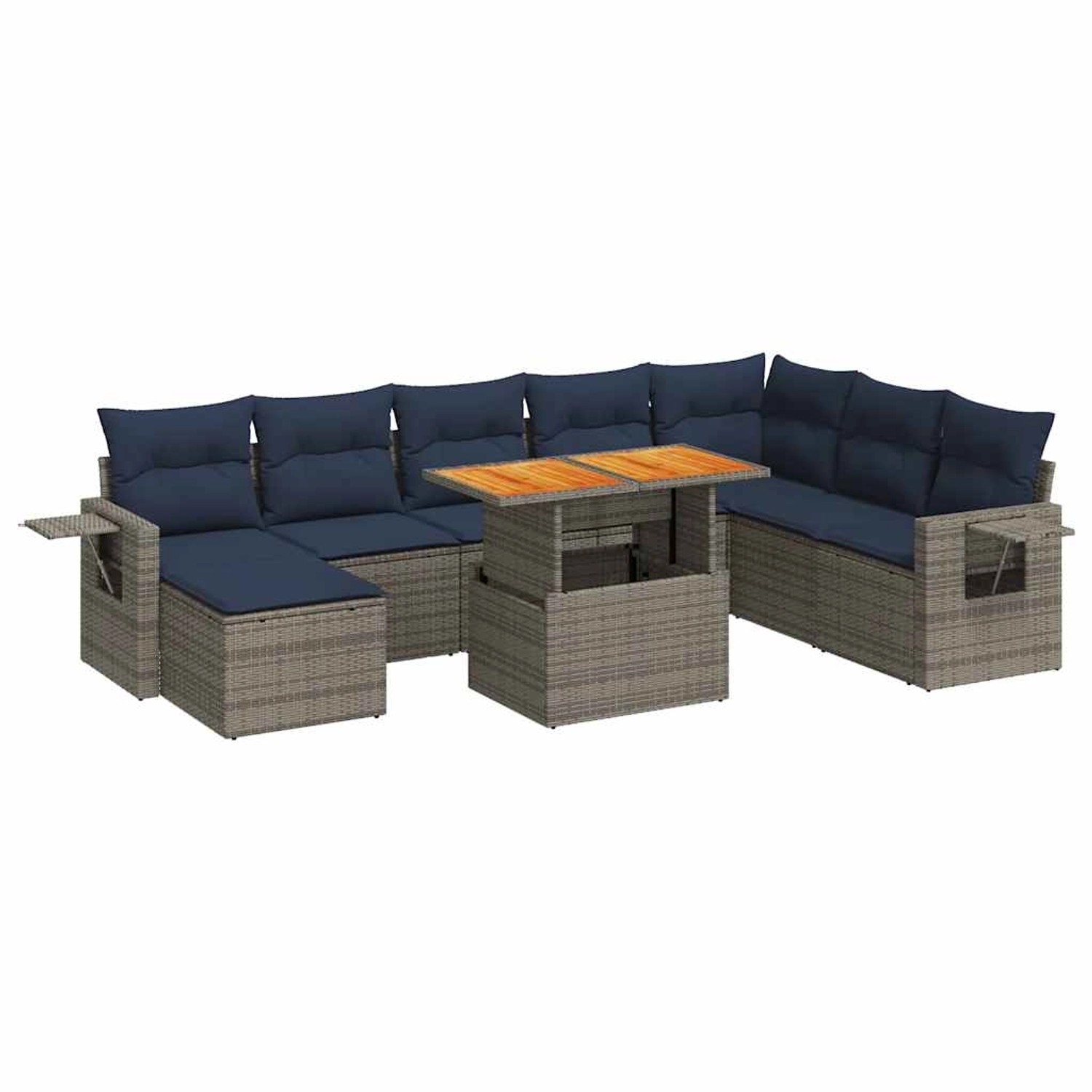 vidaXL 9-Tlg Garten-Sofagarnitur mit Kissen Grau Poly Rattan 3327190 günstig online kaufen