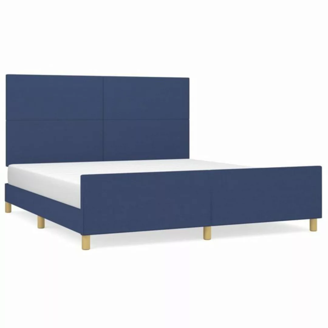 vidaXL Bettgestell Bettrahmen mit Kopfteil Blau 160x200 cm Stoff Bett Bettg günstig online kaufen