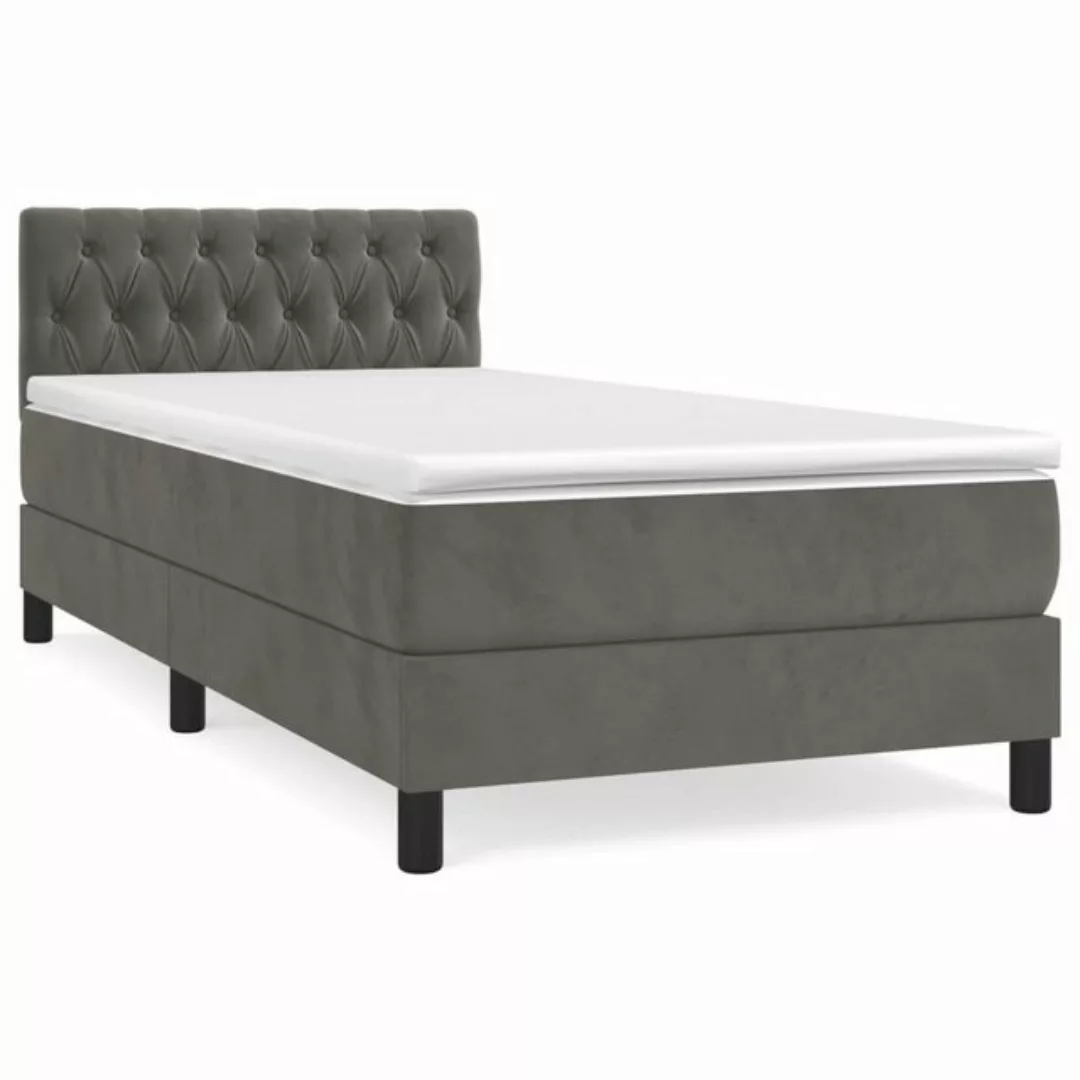 vidaXL Boxspringbett Boxspringbett mit Matratze Dunkelgrau 100x200 cm Samt günstig online kaufen