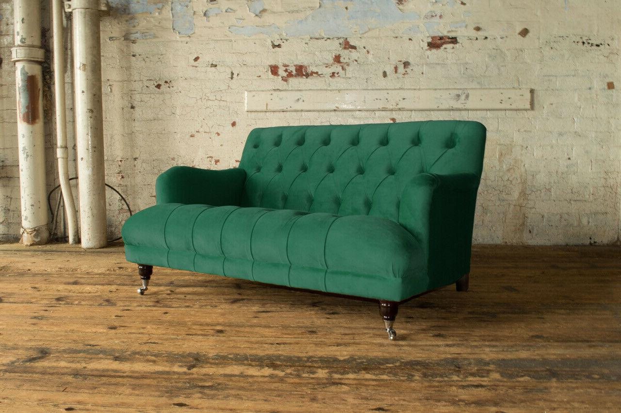 Xlmoebel Sofa Zweisitzer Chesterfield Leder Sofa in modernem Grünton mit St günstig online kaufen