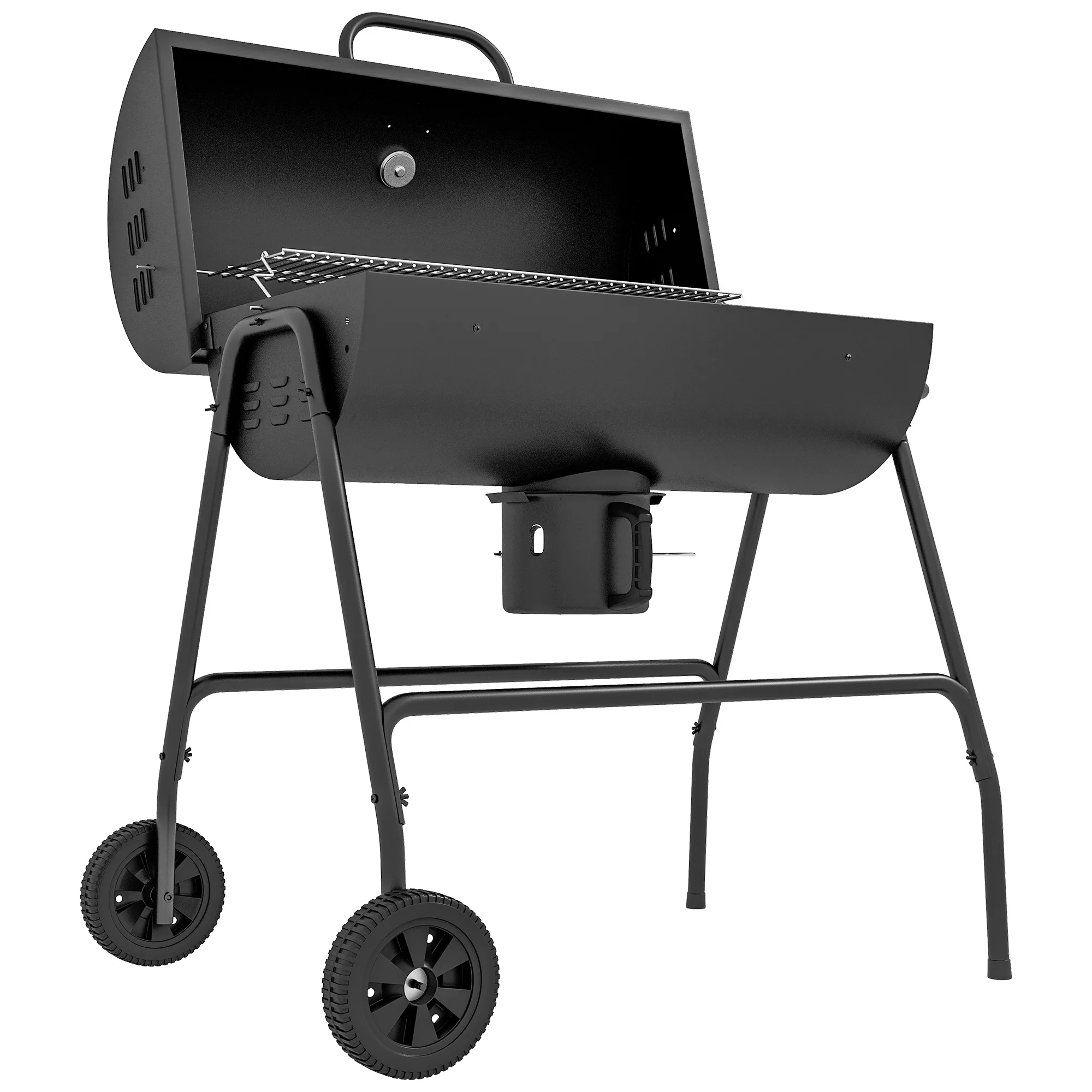 Outsunny Holzkohlegrill aus Metall BBQ Smoker mit Deckel Thermometer Räder günstig online kaufen