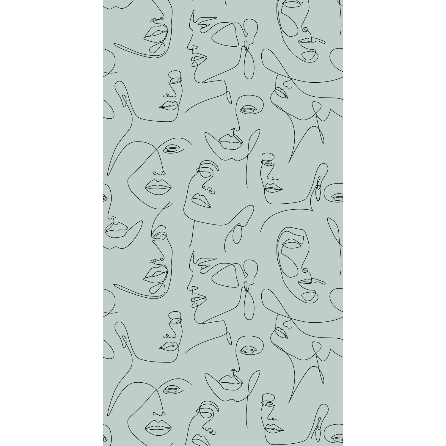 ESTAhome Fototapete Line Art Gesichter Graugrün 150 x 279 cm 158957 günstig online kaufen