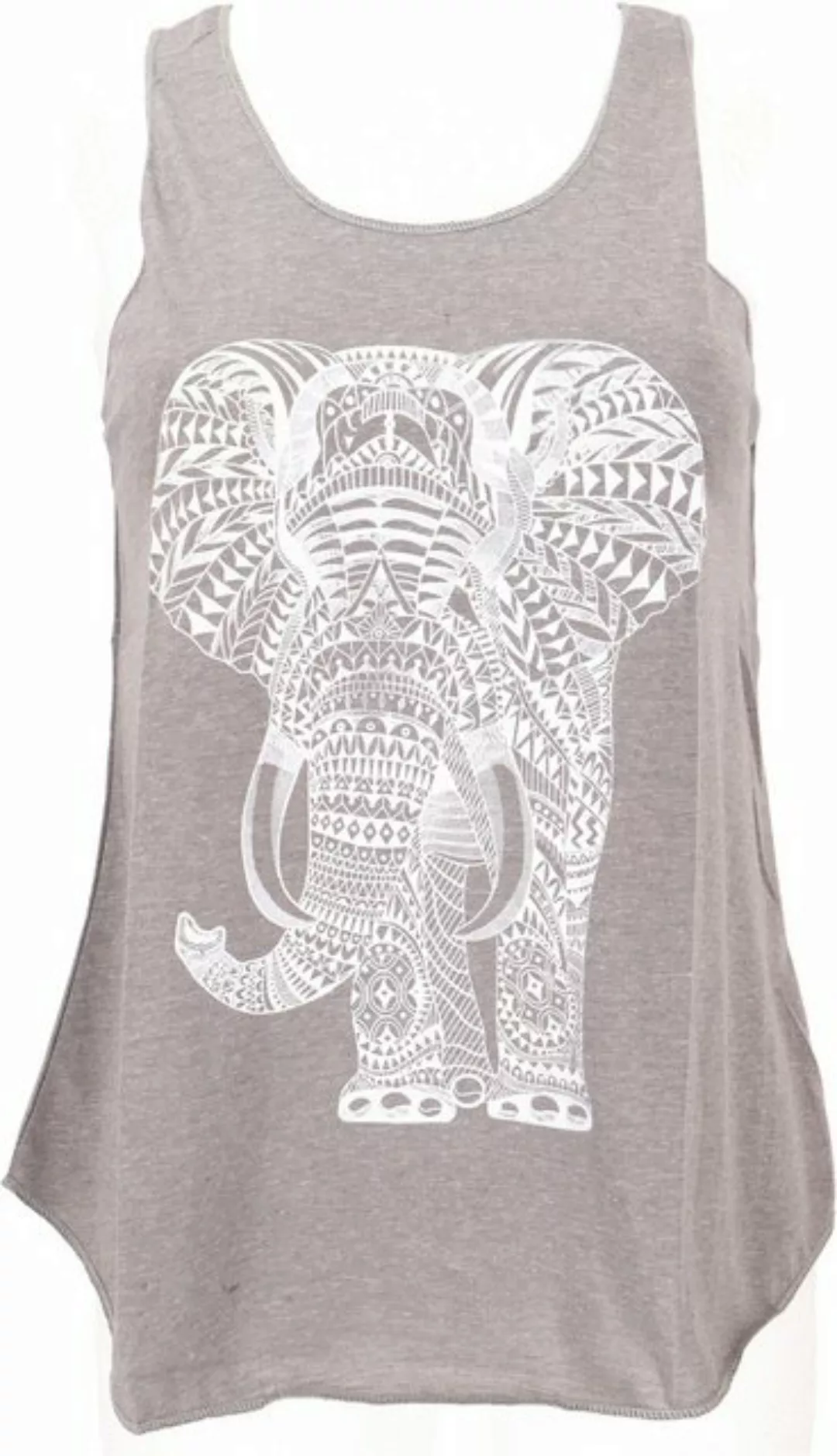 Guru-Shop T-Shirt Tanktop mit Elefant Retrodruck, Yogatop - grau Festival, günstig online kaufen