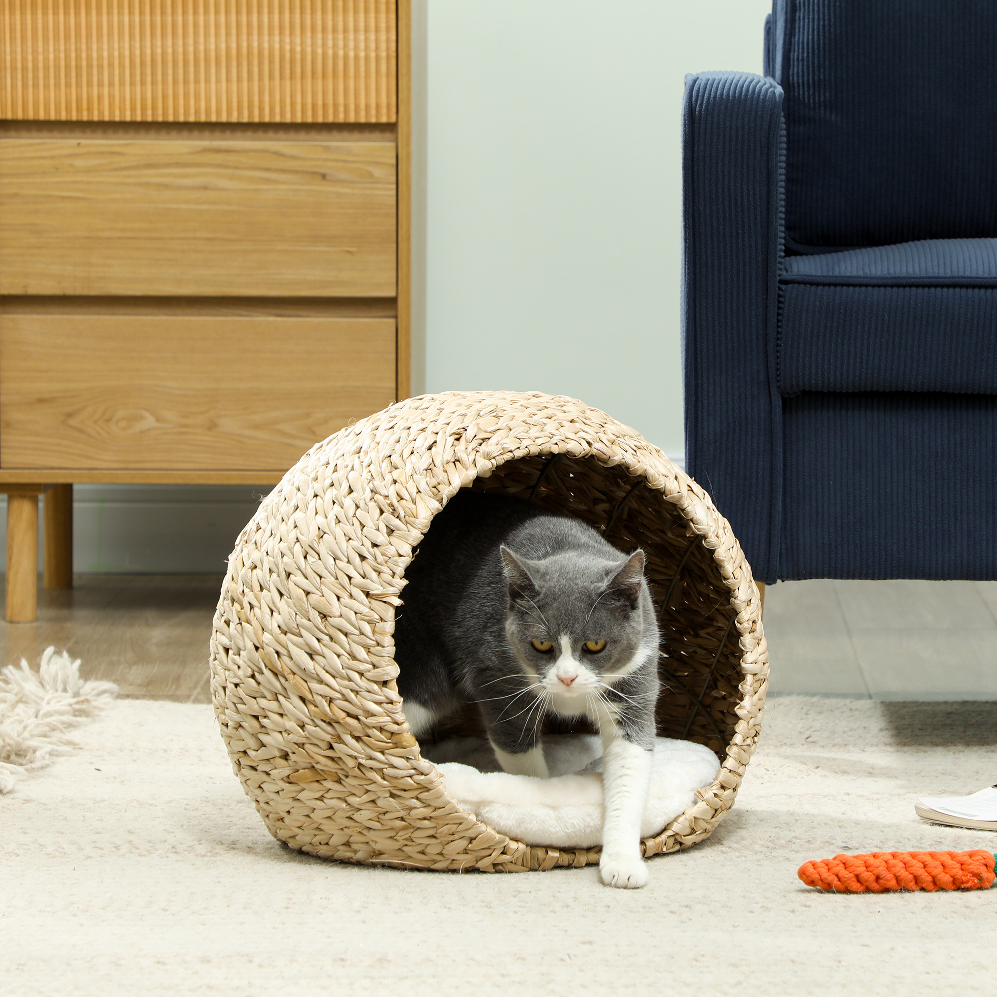 PawHut Katzenkorb, Katzenhaus, mit flauschigem Kissen, geräumiges Innenlebe günstig online kaufen