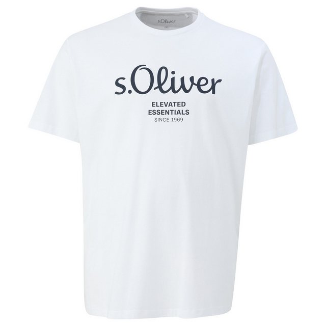 s.Oliver Rundhalsshirt Große Größen Herren T-Shirt weiß Logo-Frontprint s.O günstig online kaufen