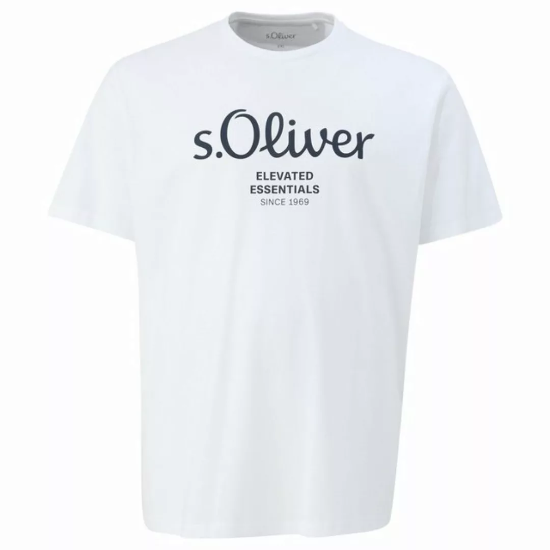 s.Oliver Rundhalsshirt s.Oliver Übergrößen T-Shirt weiß Logo-Frontprint günstig online kaufen