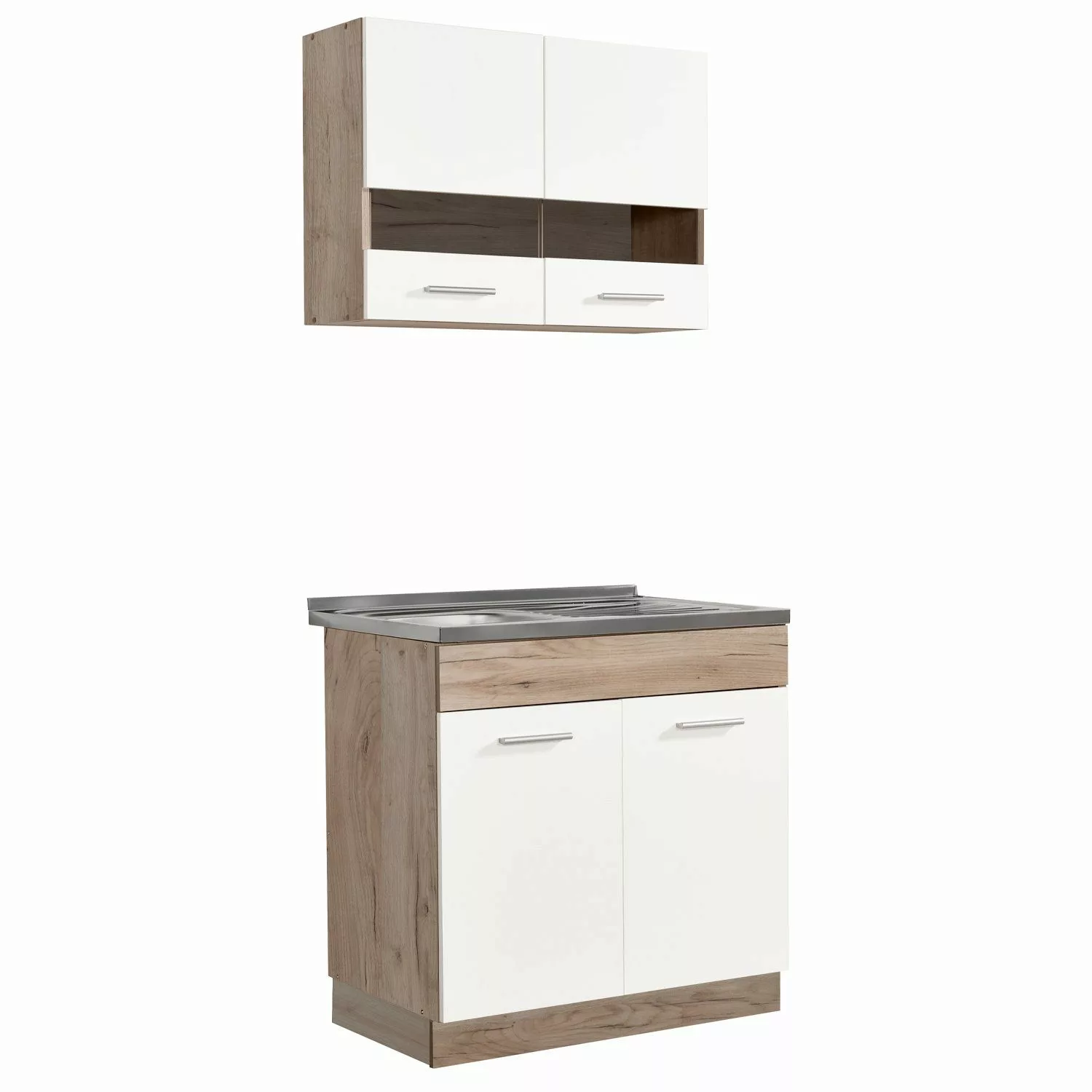 Homestyle4u Küchenzeile ohne Geräte 80x180x51 cm in Eiche Grau 2324 günstig online kaufen