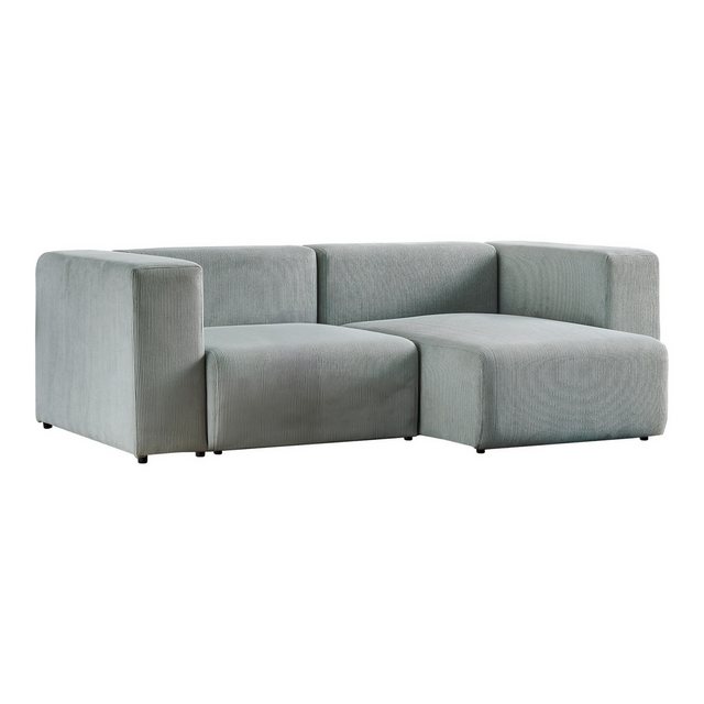 en.casa Sofa, 2 Teile, »Suldal« 2-Sitzer Modulsofa mit Longchair Cord Hellb günstig online kaufen