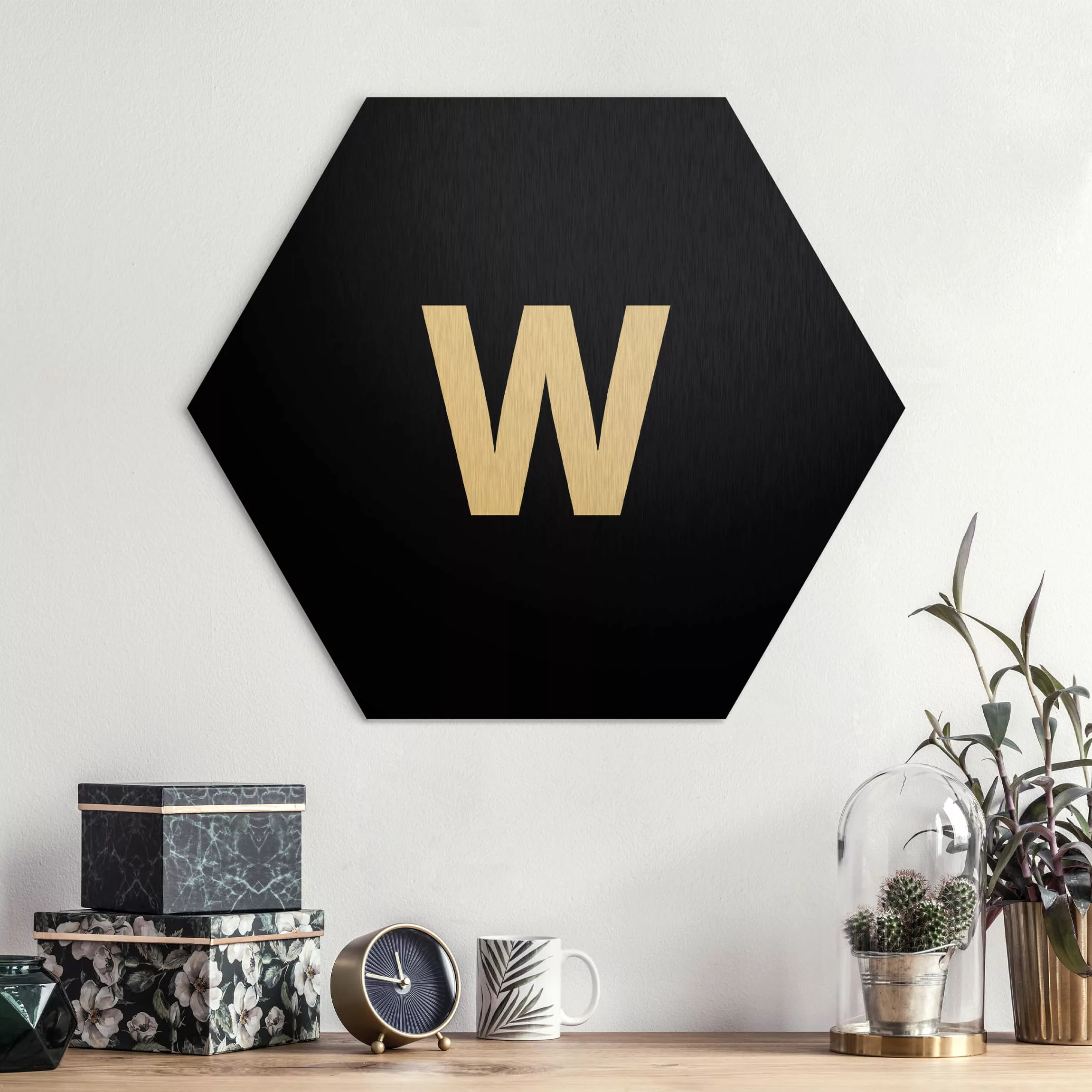 Hexagon-Alu-Dibond Bild Buchstaben Buchstabe Schwarz W günstig online kaufen