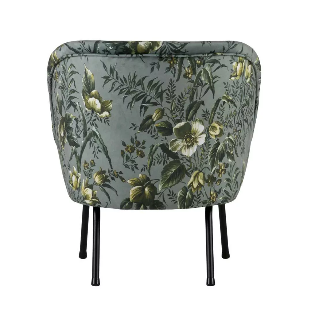 Retro Sessel mit Blumenmuster Grau Bunt Samtbezug günstig online kaufen