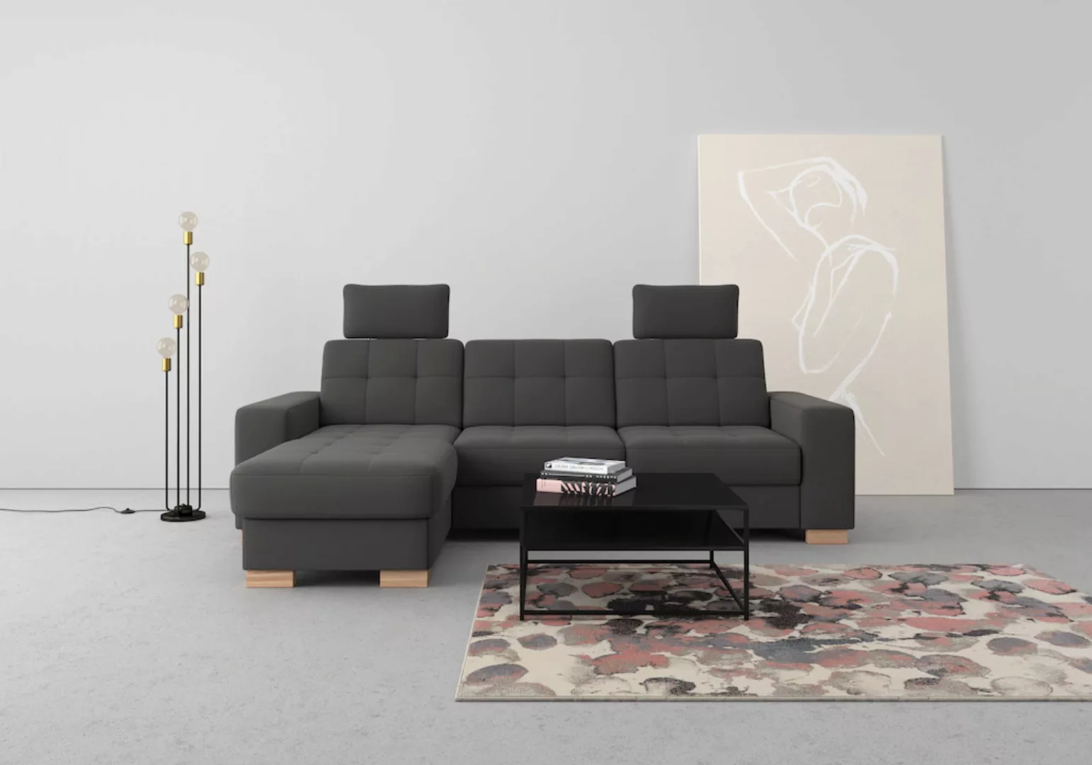 sit&more Ecksofa "Quincy L-Form", wahlweise mit Bettfunktion und Bettkasten günstig online kaufen