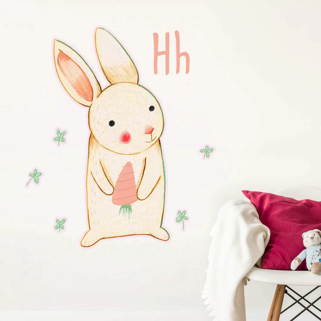 Wall-Art Wandtattoo "Bunte Tierwelt Hase Buchstabe H", (1 St.), selbstklebe günstig online kaufen