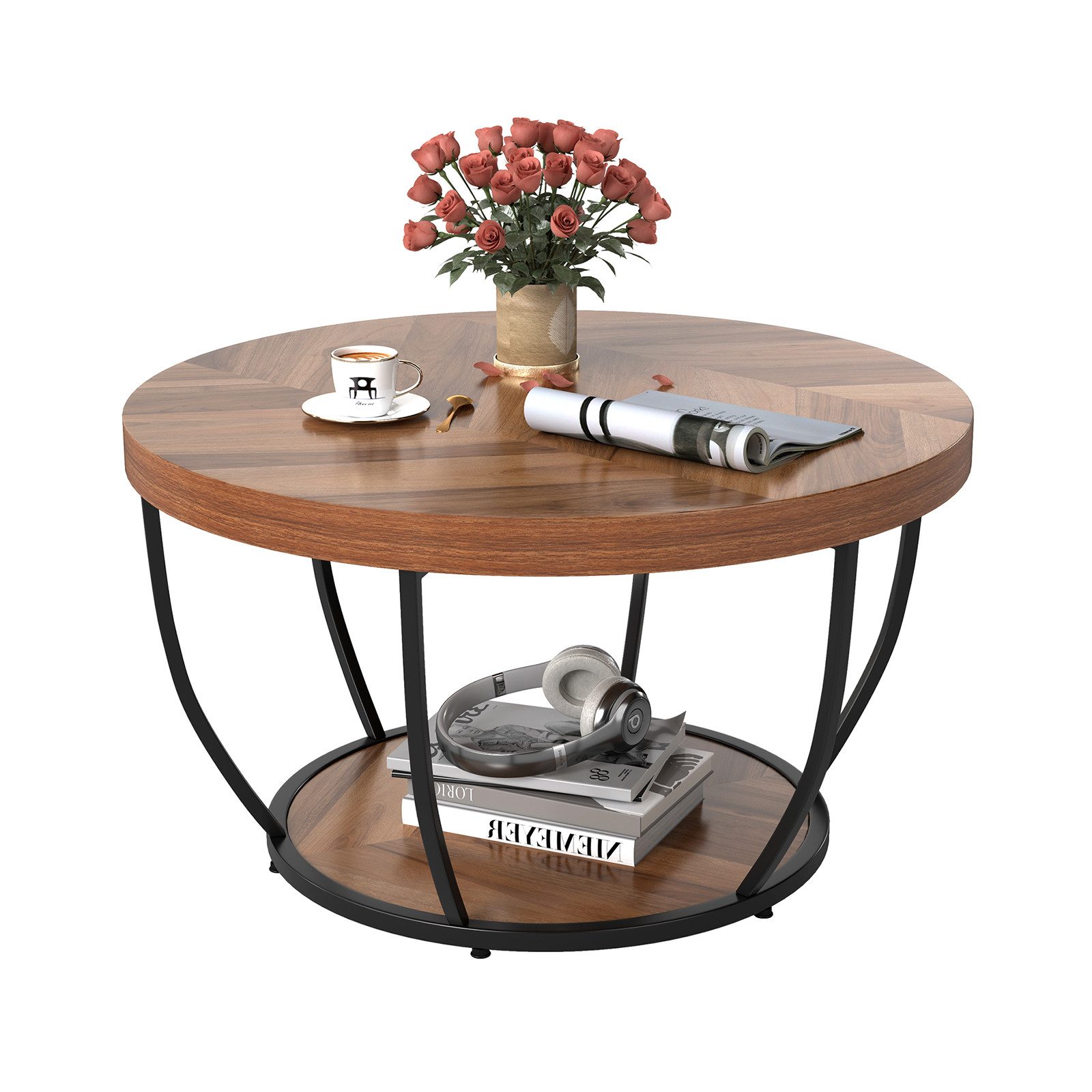 COSTWAY Couchtisch, Couchtisch rund, Sofatisch Holz günstig online kaufen