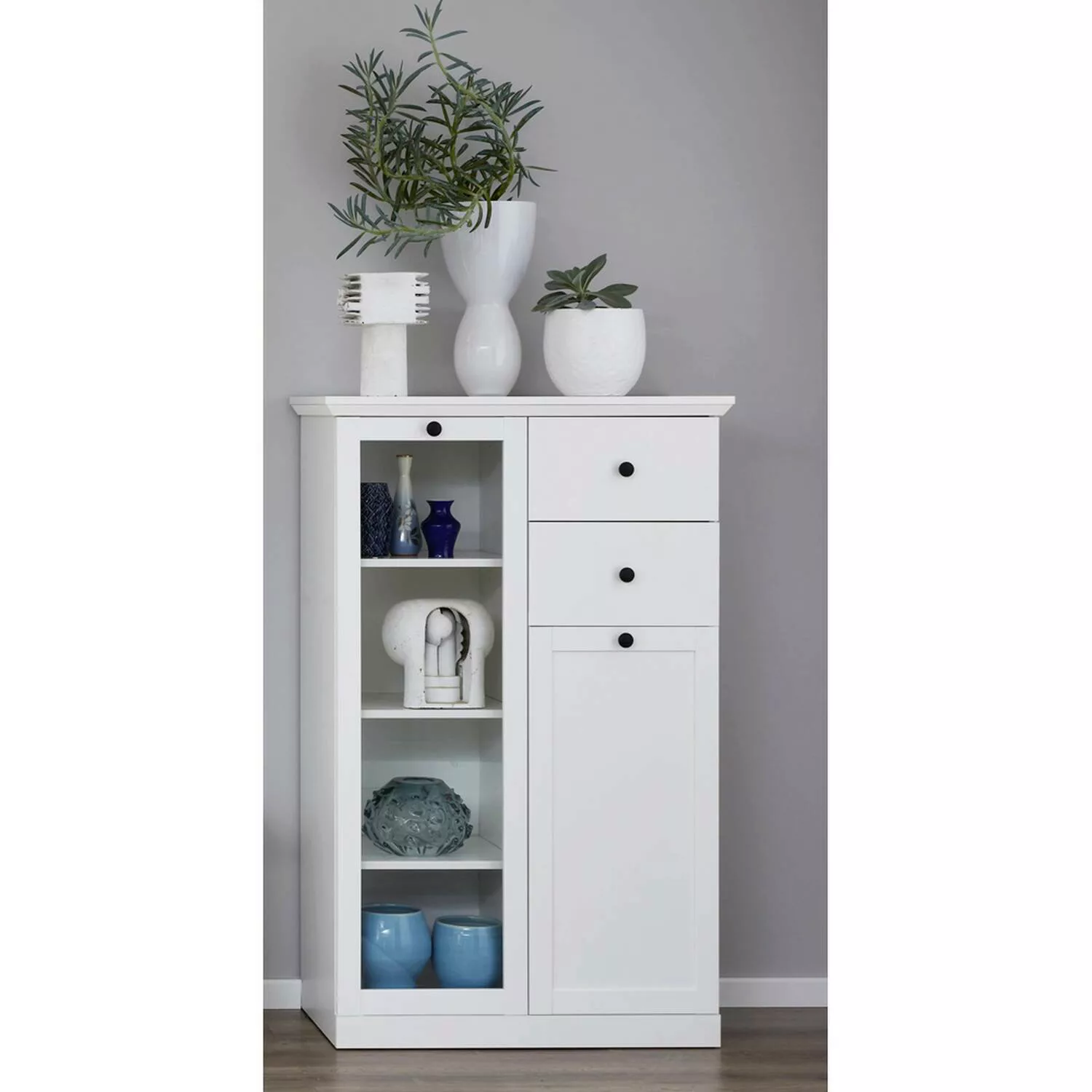 Lomadox Highboard weiß Landhausstil BERGAMA-19 mit Knopfgriffen, B/H/T: ca. günstig online kaufen