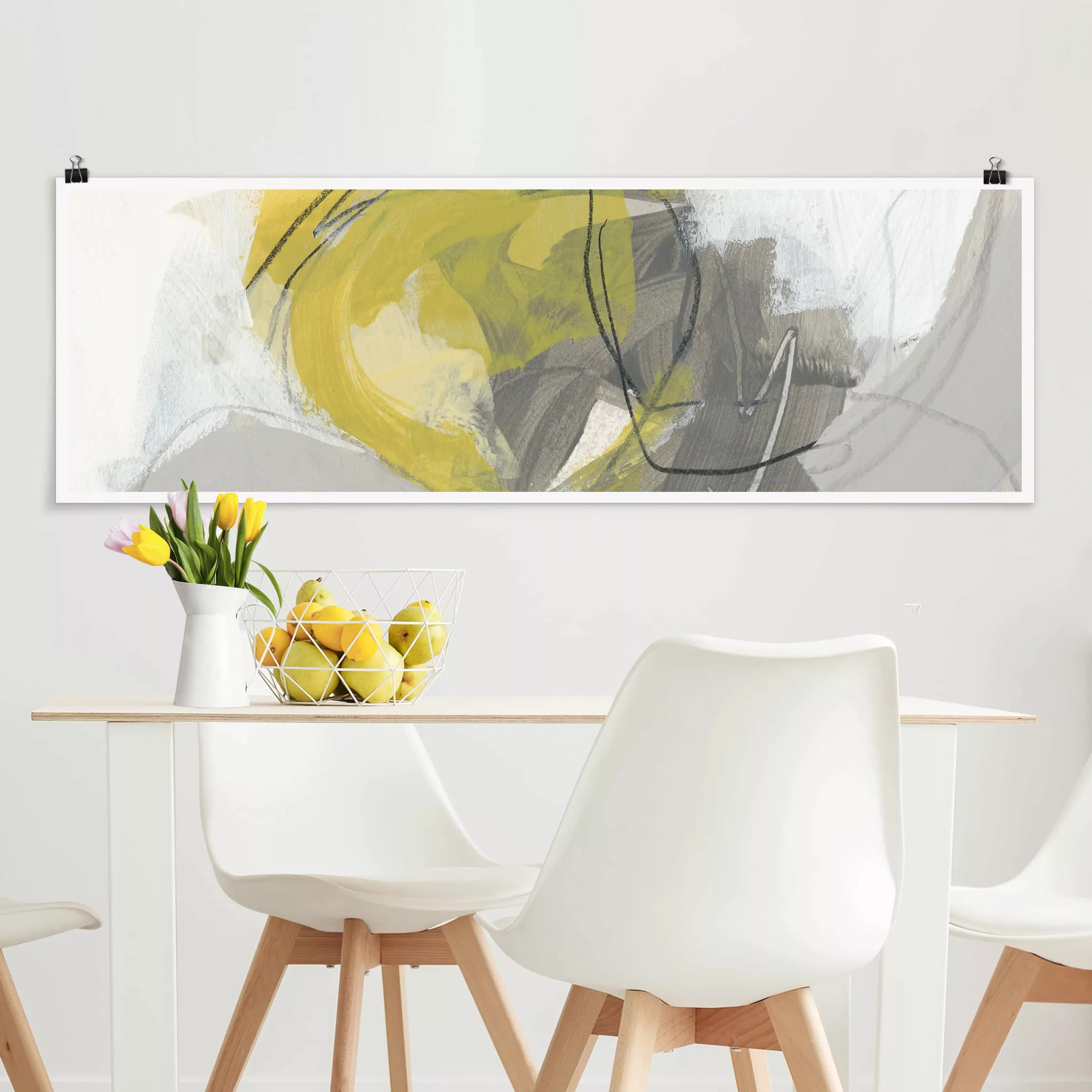 Panorama Poster Abstrakt Zitronen im Nebel IV günstig online kaufen