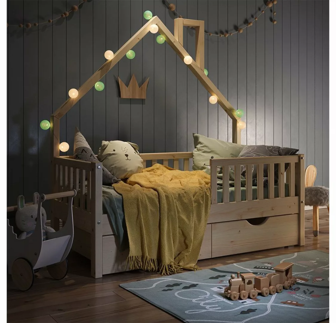 VitaliSpa® Hausbett Kinderbett Spielbett Noemi 70x140cm Natur Schubladen günstig online kaufen