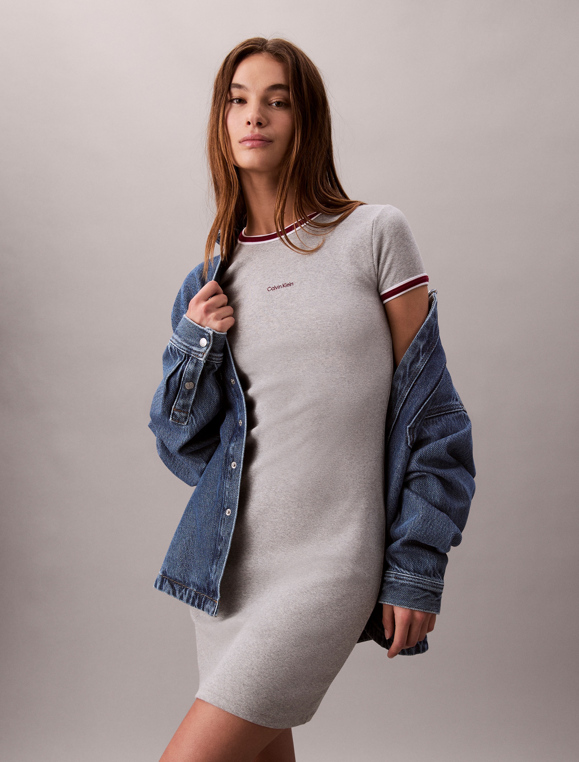 Calvin Klein Jeans Skaterkleid "SS COLOR BLOCK COTTON RIB BABY T", Mit Rund günstig online kaufen