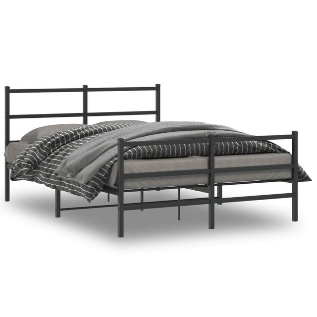 furnicato Bettgestell mit Kopf- und Fußteil Metall Schwarz 135x190 cm (1-tl günstig online kaufen