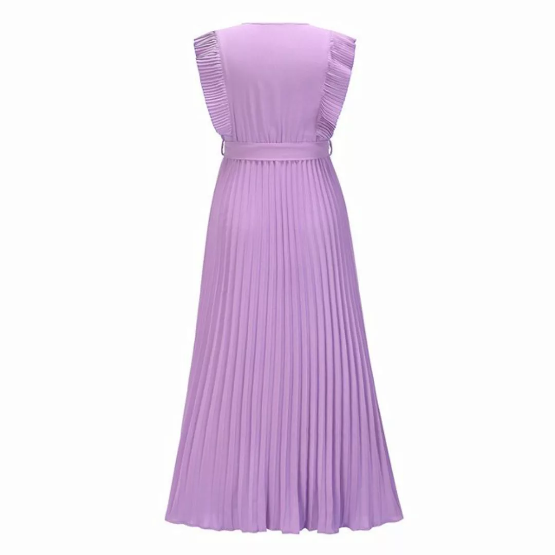ZWY Dirndl Sexy einfarbiges Kleid aus Chiffon mit Faltenrock und Rüschenärm günstig online kaufen