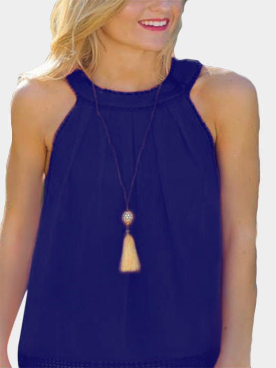 Navy Hollow Out Back Spitze Detail Tank Top günstig online kaufen