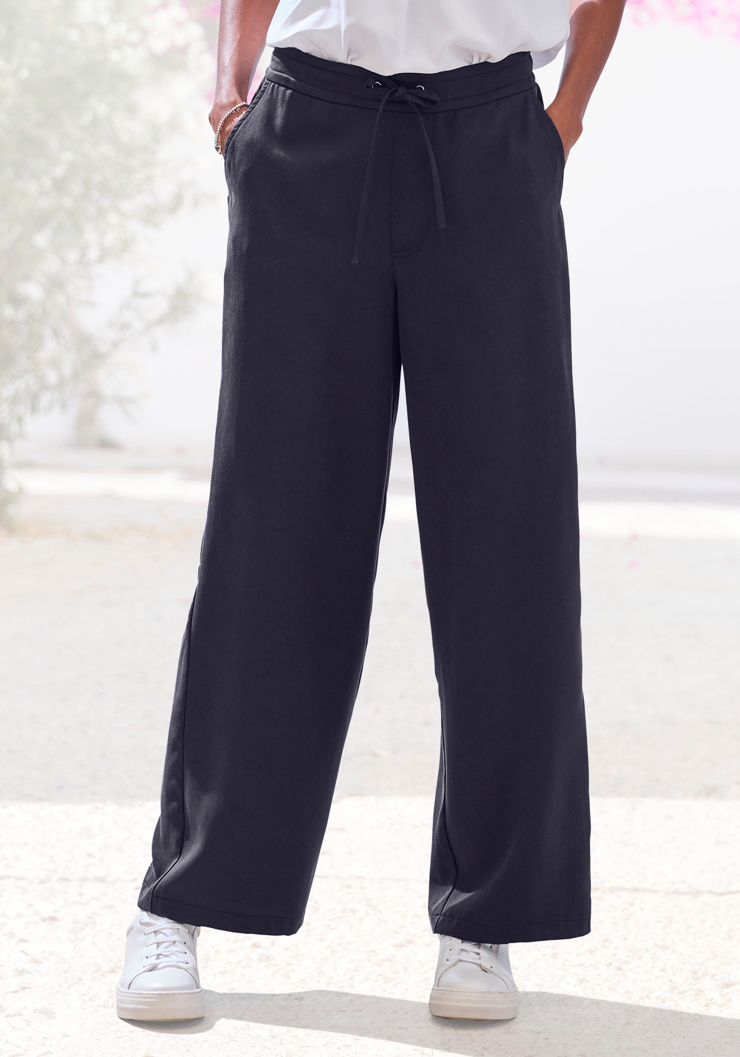 LASCANA Schlupfhose, mit Bindeband, Palazzohose aus Lyocell mit Taschen günstig online kaufen