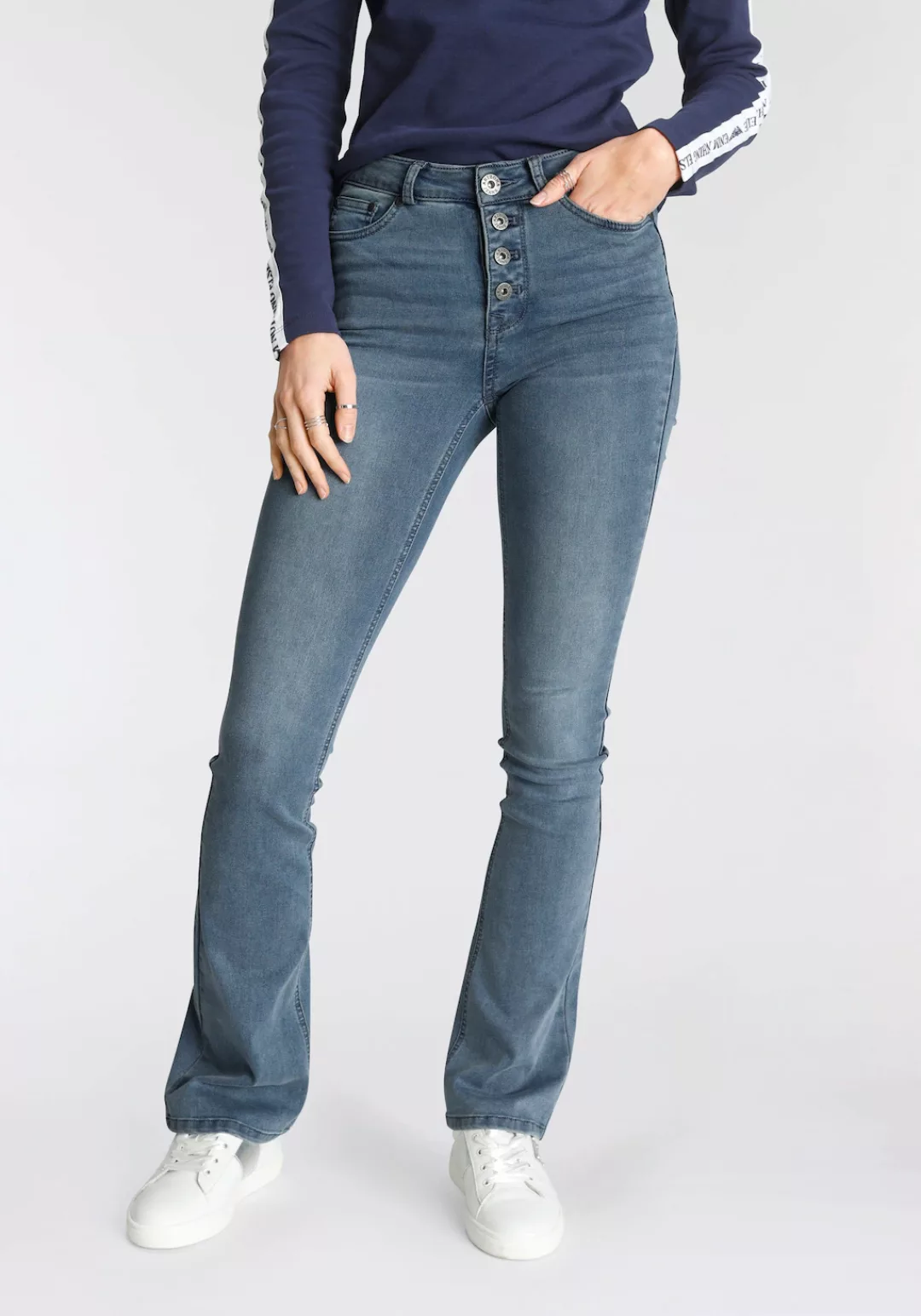 Arizona Bootcut-Jeans Ultra Stretch High Waist mit durchgehender Knopfleist günstig online kaufen