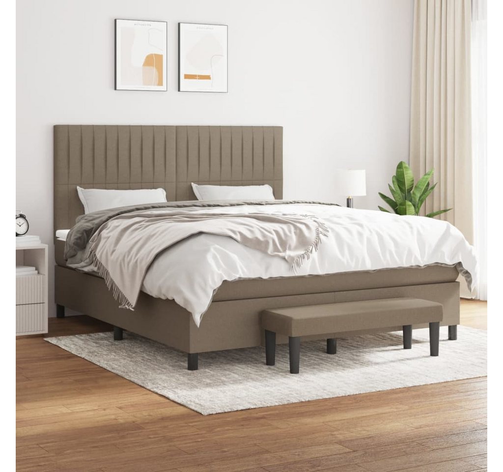 vidaXL Boxspringbett, Boxspringbett mit Matratze Taupe 160x200 cm Stoff günstig online kaufen