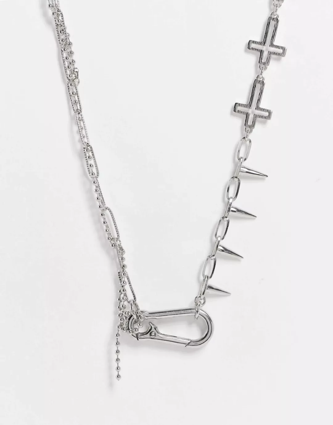 ASOS DESIGN – Silberfarbene kurze Halskette mit Stacheldetails günstig online kaufen