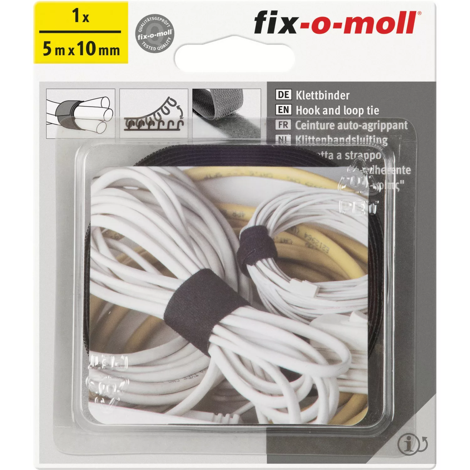 Fix-o-moll Klett-Binder Schwarz 5 m x 10 mm günstig online kaufen