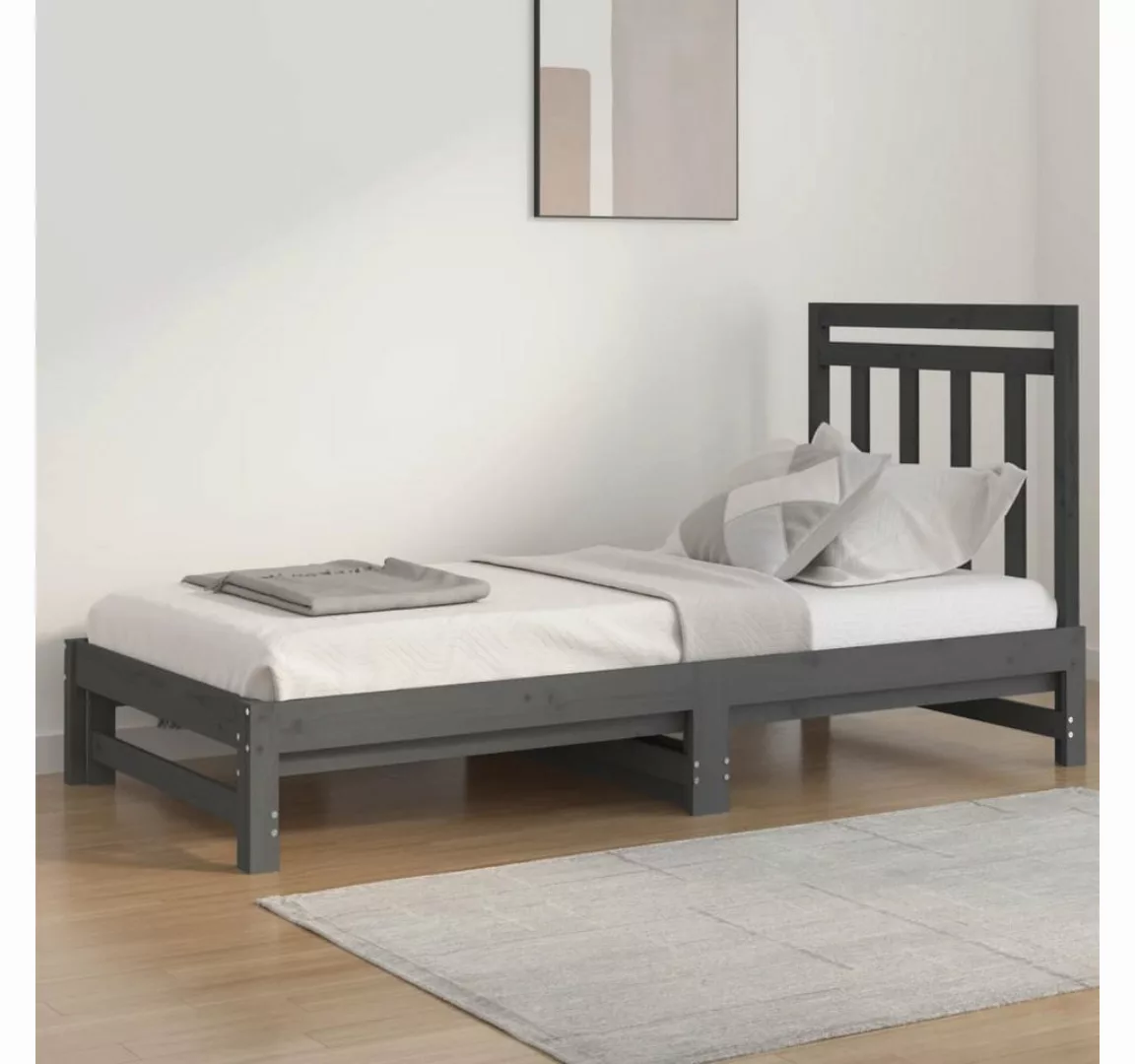 vidaXL Bettgestell Tagesbett Gästebett Ausziehbar Grau 2x90x190 cm Massivho günstig online kaufen