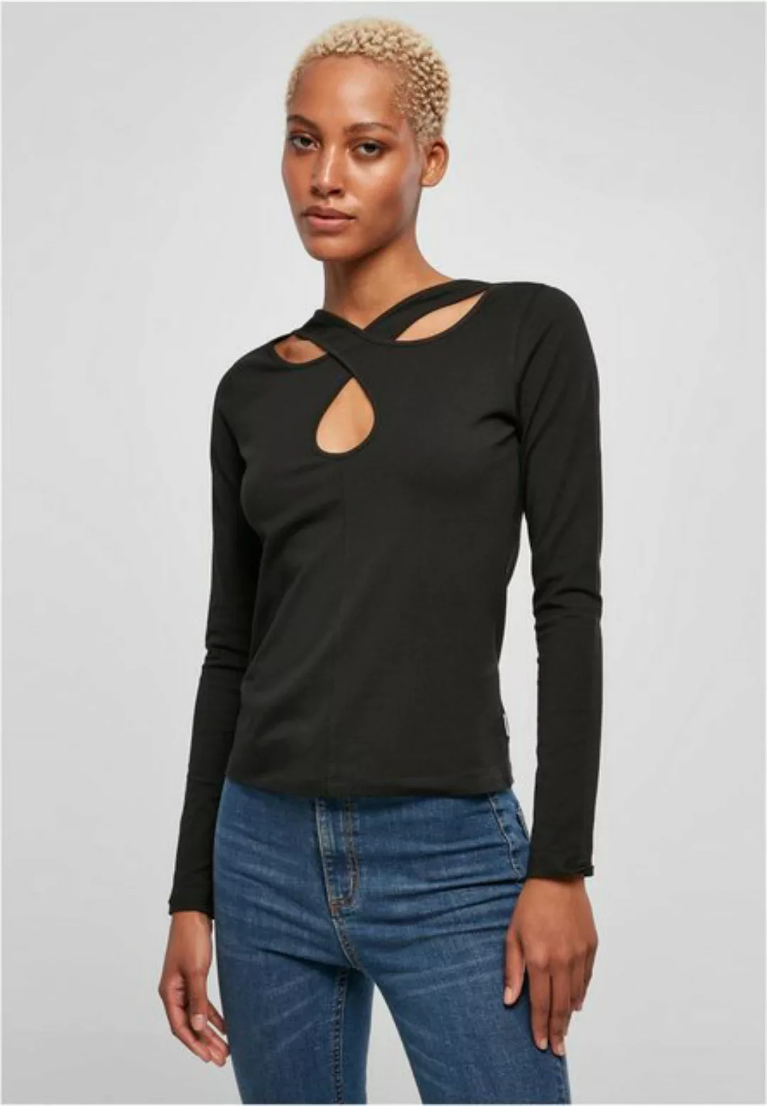 URBAN CLASSICS T-Shirt TB5479 - Ladies Crossed Cut Out Longsleeve black XS günstig online kaufen