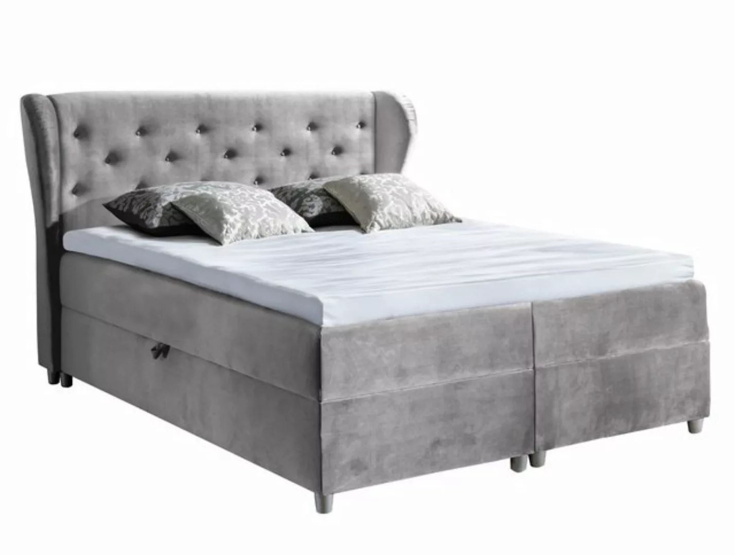 Furnix Boxspringbett PASILA 120/140/160/200x200 mit dekorativem Kopfteil, i günstig online kaufen