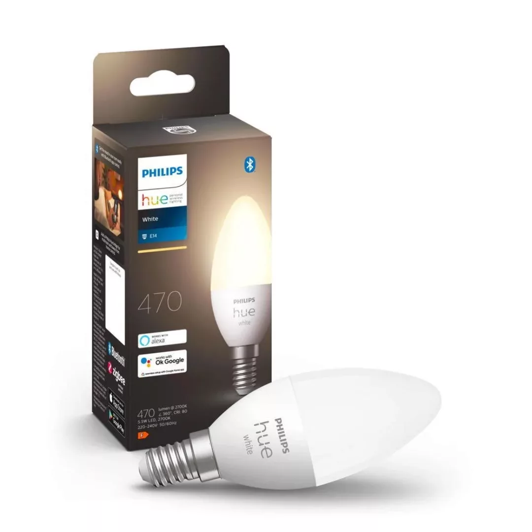 Philips Hue Bluetooth White LED E14 Kerze - B39 5,5W 470lm Einerpack inkl. günstig online kaufen