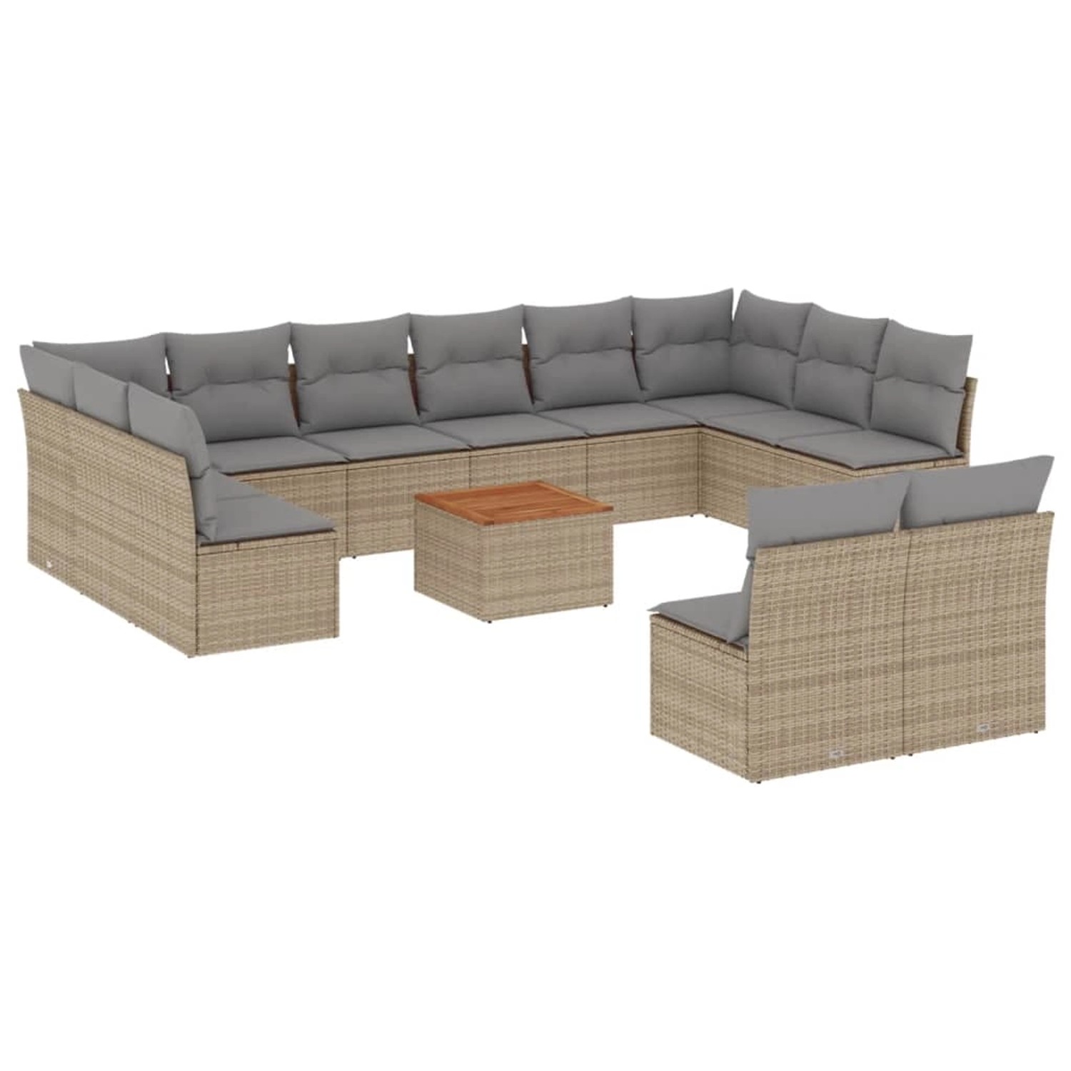vidaXL 13-Tlg Garten-Sofagarnitur mit Kissen Beige Poly Rattan 3223896 günstig online kaufen