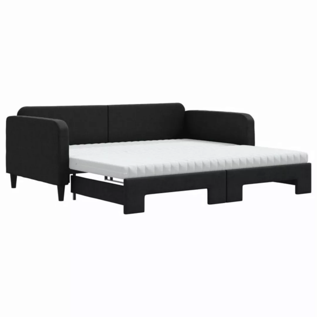 vidaXL Gästebett Gästebett Tagesbett Ausziehbar mit Matratzen Schwarz 100x2 günstig online kaufen