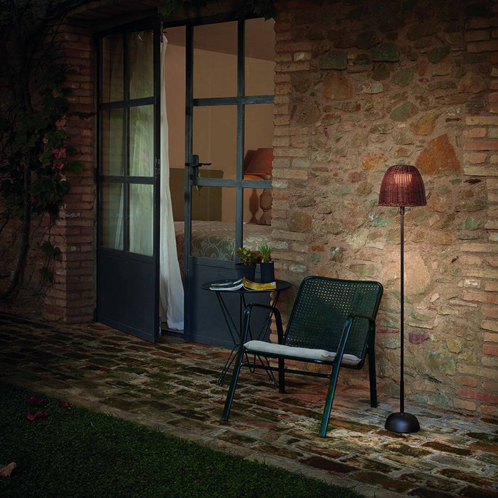 Bover LED-Akku-Stehlampe Atticus 114, grafitbraun/braun günstig online kaufen