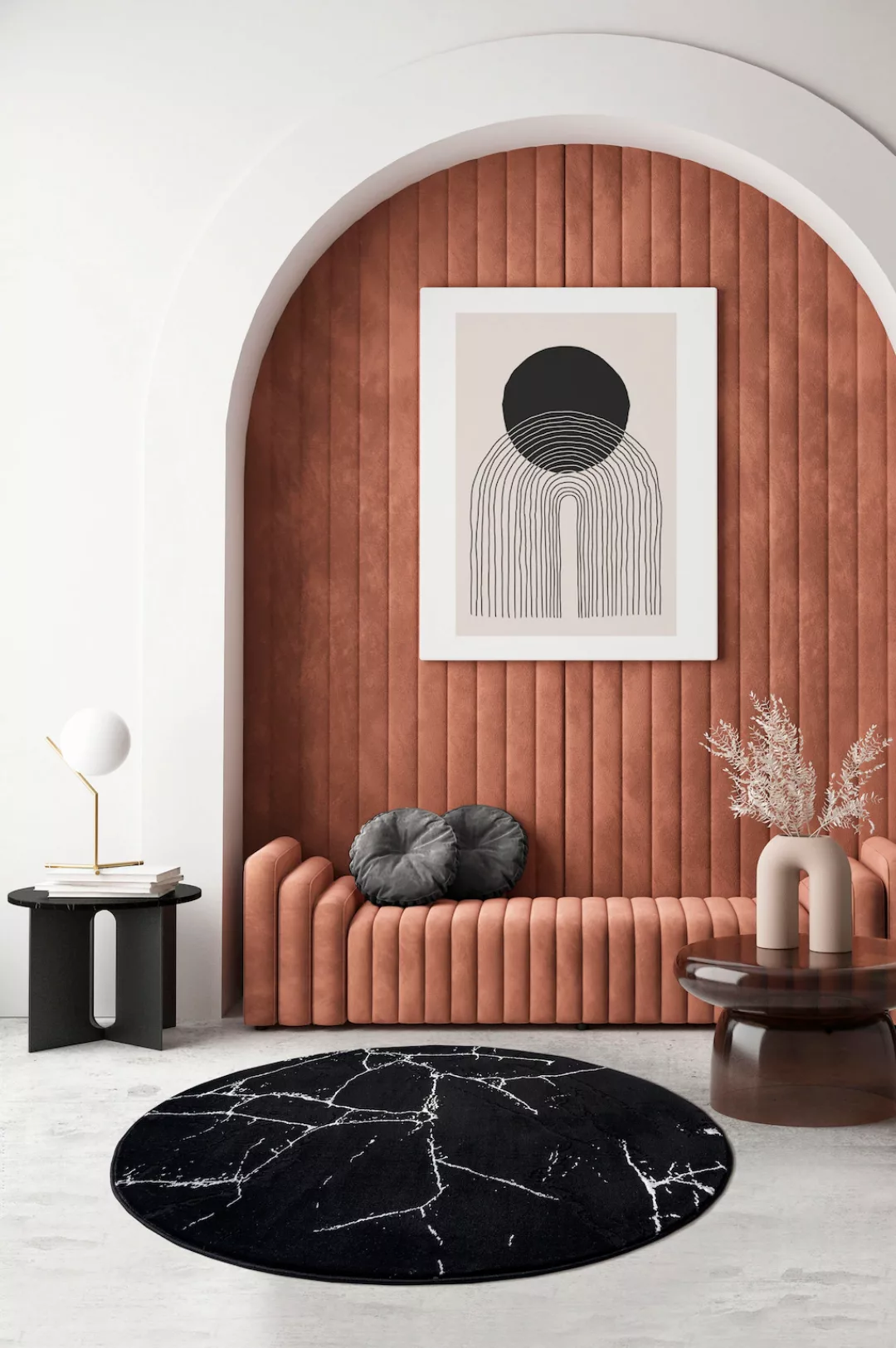 Leonique Teppich »Juliet«, rund, modernes Marmor-Design, Kurzflor, pflegele günstig online kaufen
