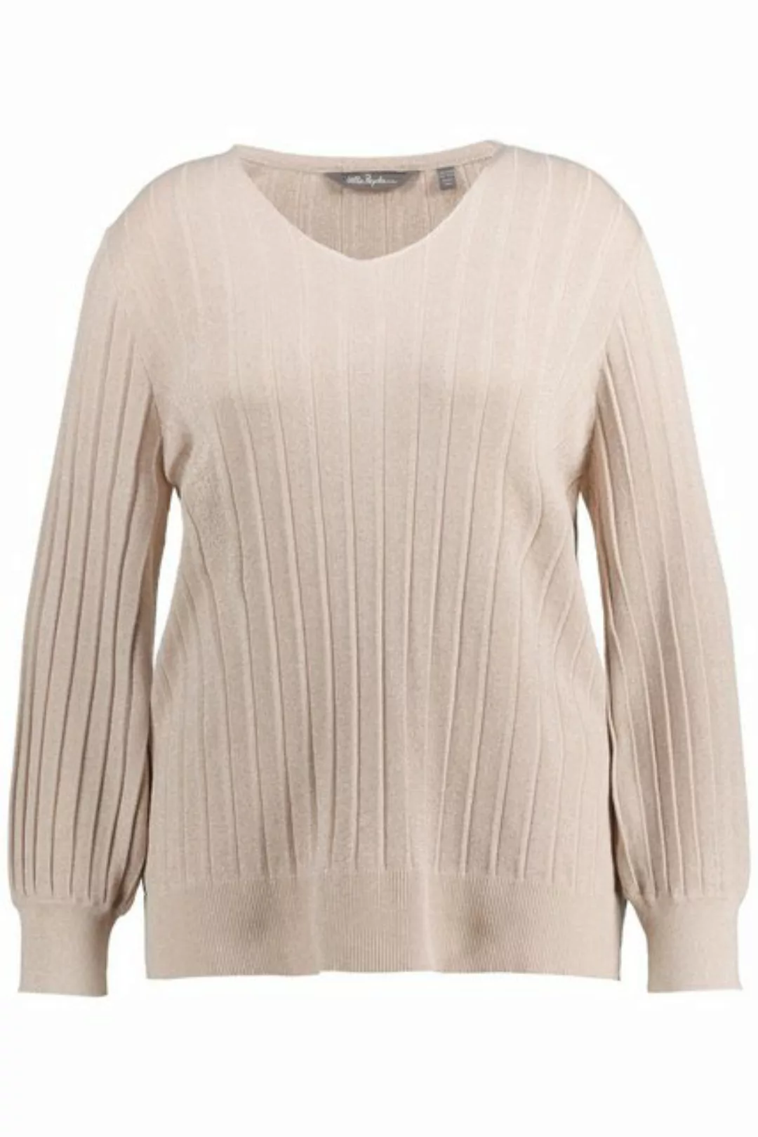 Ulla Popken Strickpullover Pullover Metallic-Effekt V-Ausschnitt Langarm günstig online kaufen