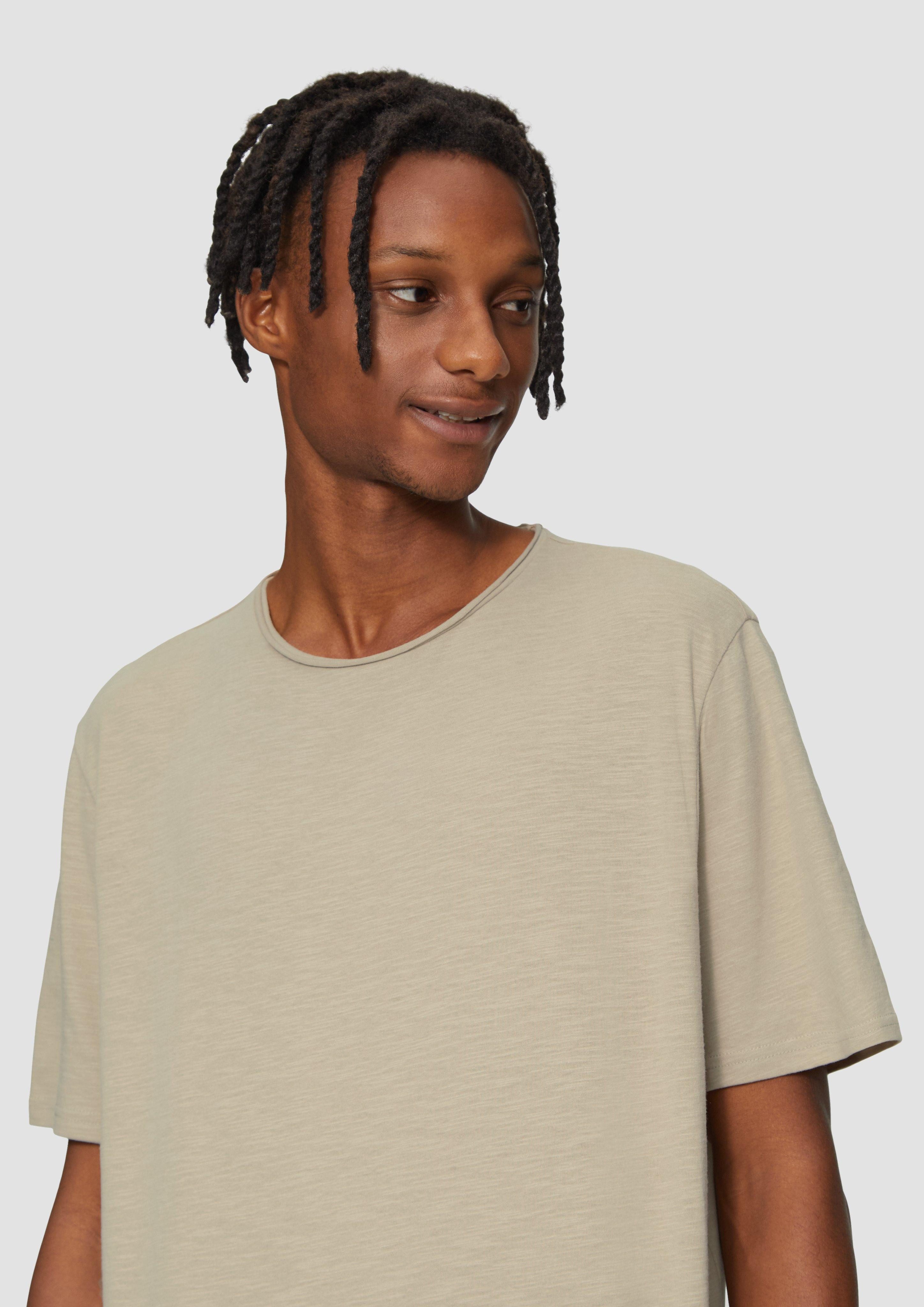 QS Kurzarmshirt Baumwollshirt mit Rollkante und günstig online kaufen